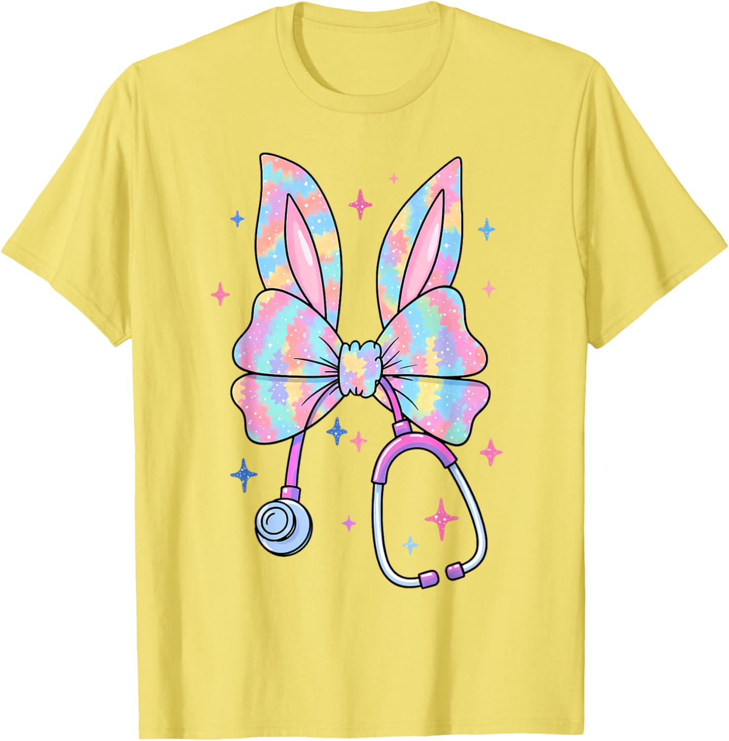 Happy Easter Bunny Nurse Doctor Stethoscope Coquette Bow T-Shirt