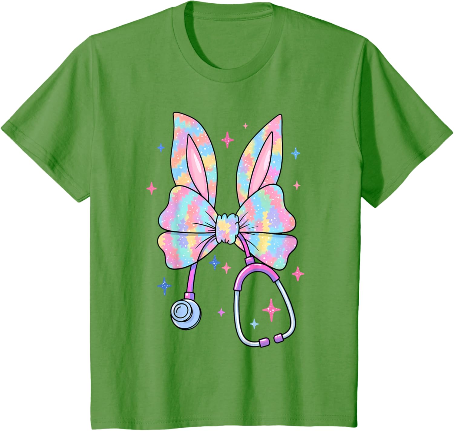 Happy Easter Bunny Nurse Doctor Stethoscope Coquette Bow T-Shirt