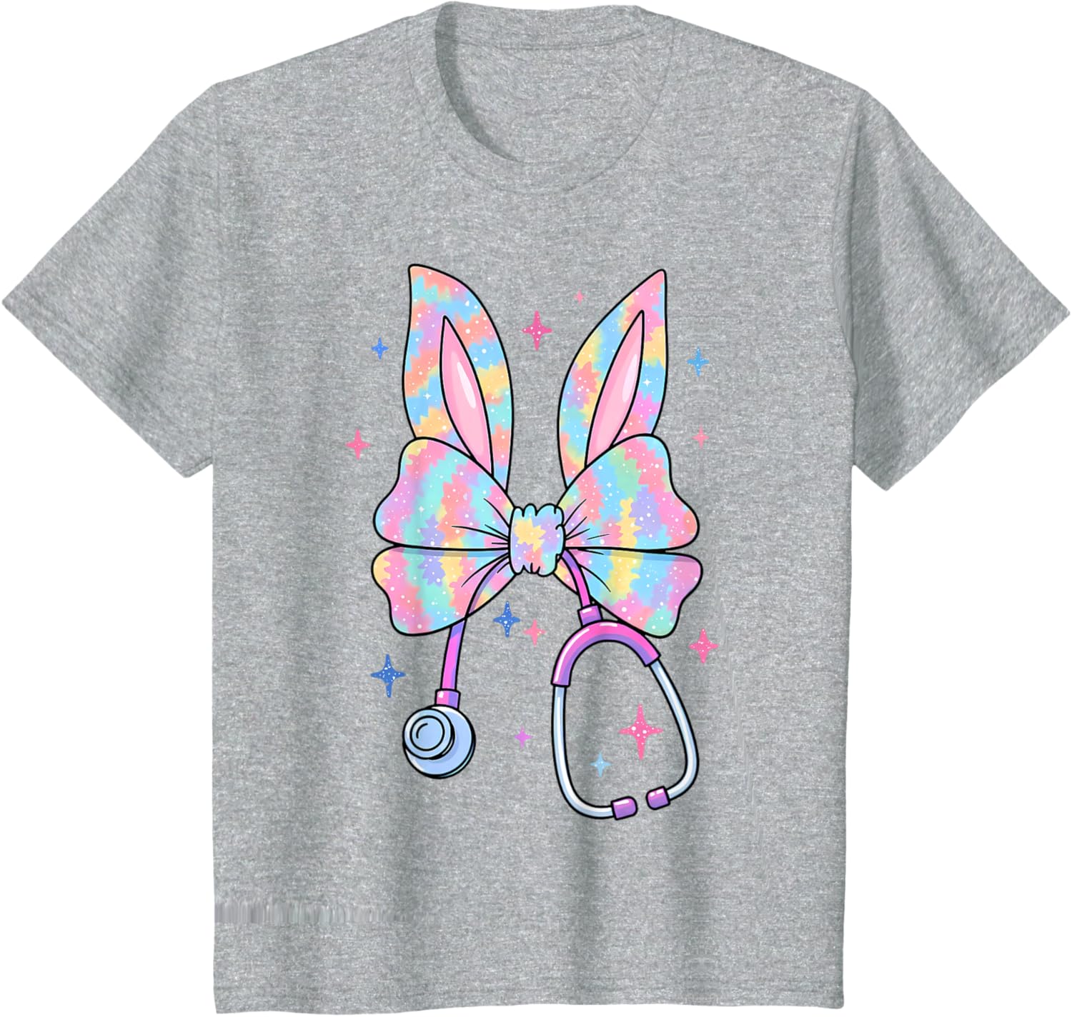 Happy Easter Bunny Nurse Doctor Stethoscope Coquette Bow T-Shirt