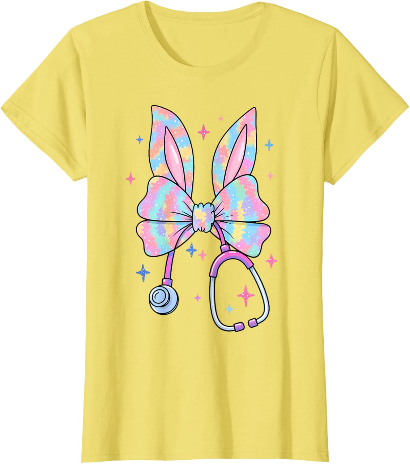 Happy Easter Bunny Nurse Doctor Stethoscope Coquette Bow T-Shirt