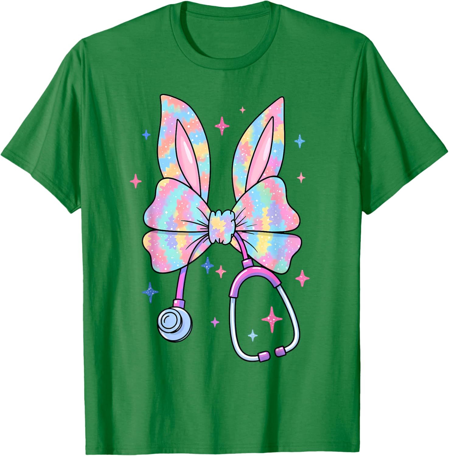 Happy Easter Bunny Nurse Doctor Stethoscope Coquette Bow T-Shirt