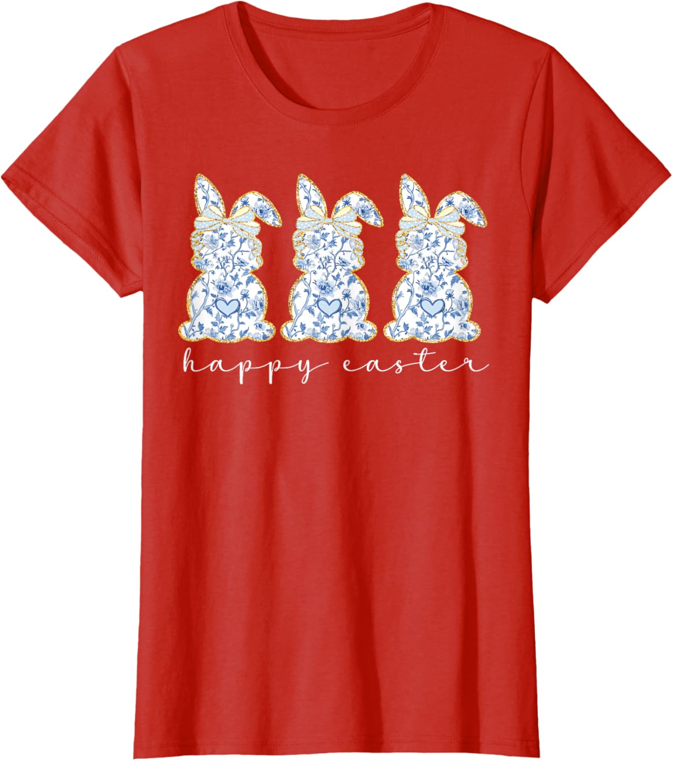 Happy Easter Bunny Spring Hunt Eggs Rabbit Coquette Bow Cute T-Shirt