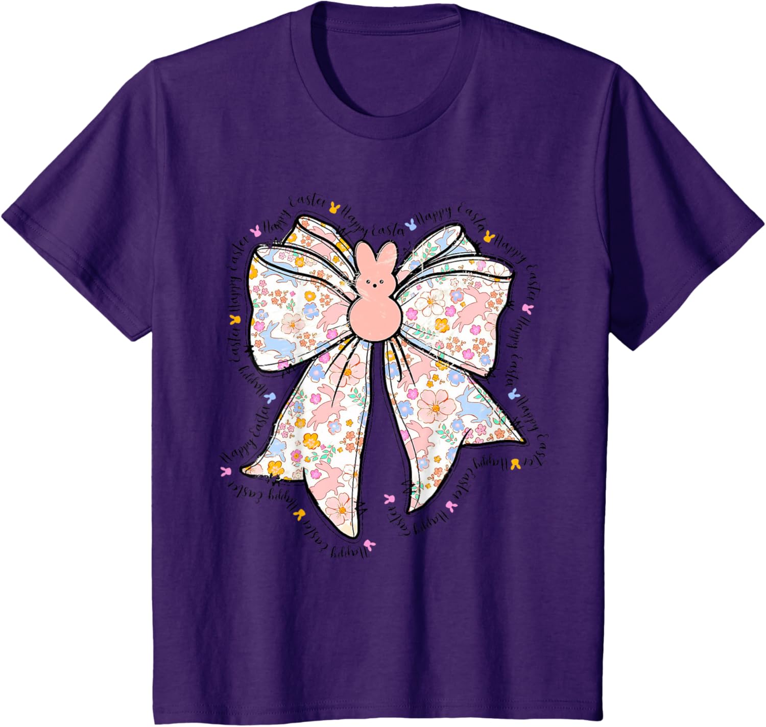 Happy Easter Bunny Spring Hunt Eggs Rabbit Coquette Bow Cute T-Shirt