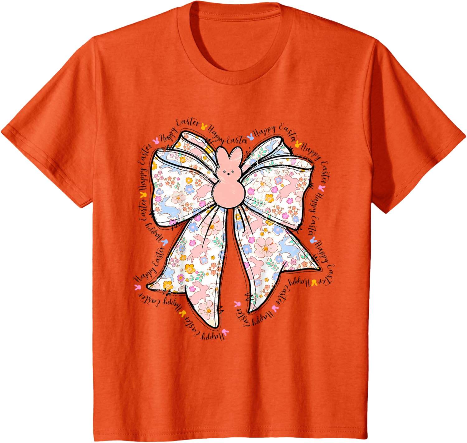 Happy Easter Bunny Spring Hunt Eggs Rabbit Coquette Bow Cute T-Shirt