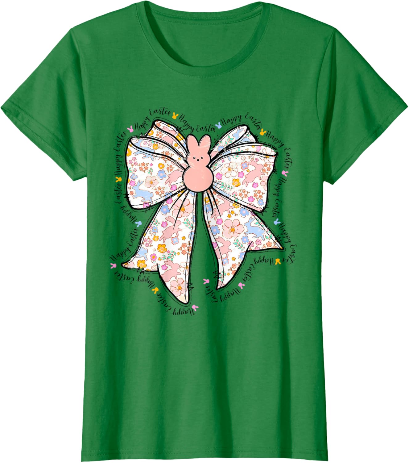 Happy Easter Bunny Spring Hunt Eggs Rabbit Coquette Bow Cute T-Shirt