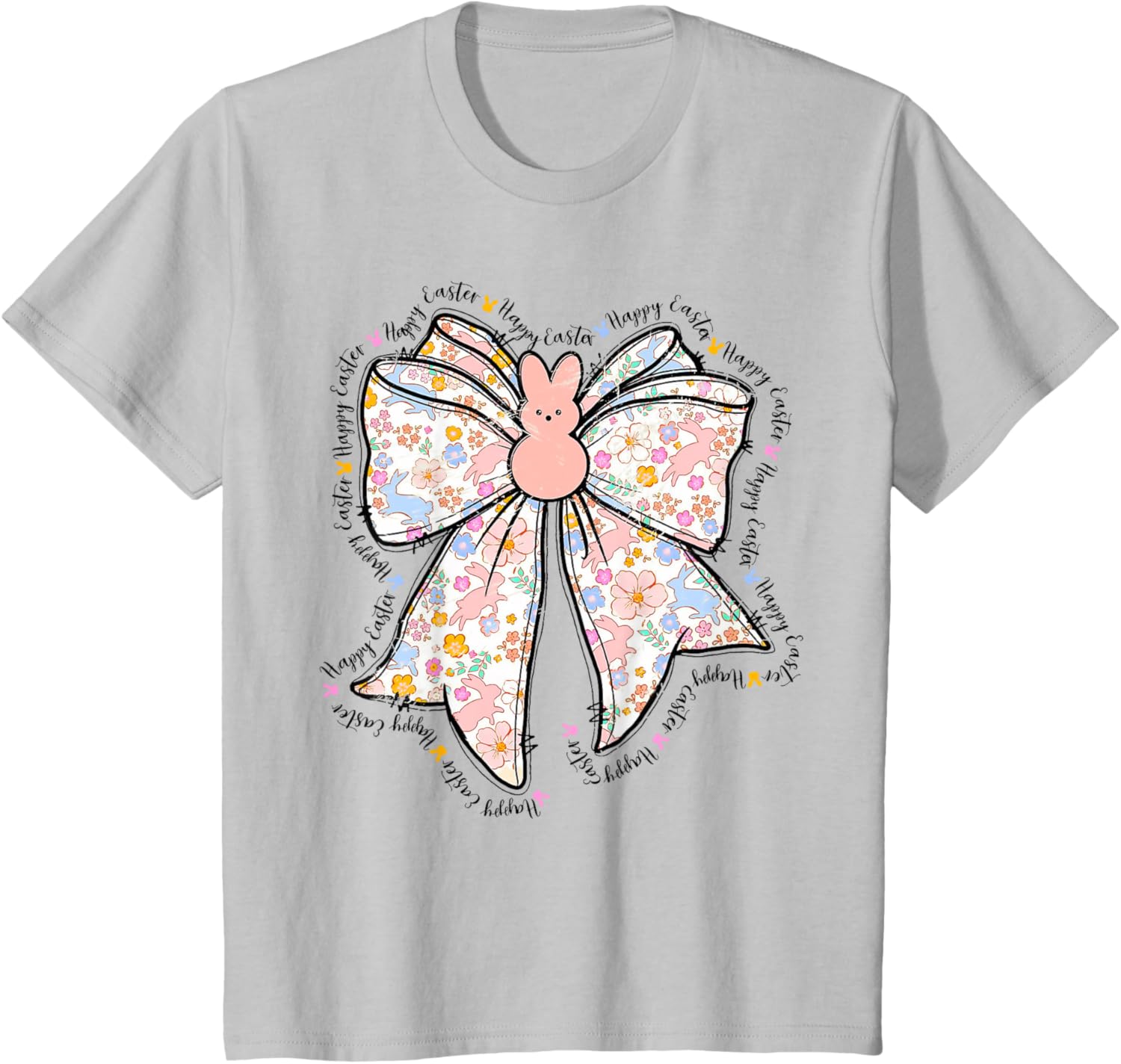 Happy Easter Bunny Spring Hunt Eggs Rabbit Coquette Bow Cute T-Shirt