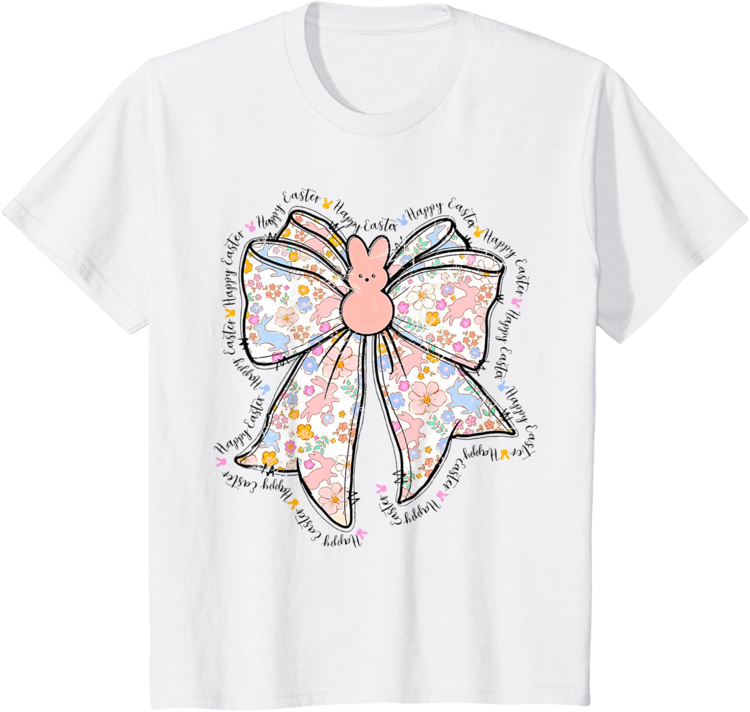 Happy Easter Bunny Spring Hunt Eggs Rabbit Coquette Bow Cute T-Shirt