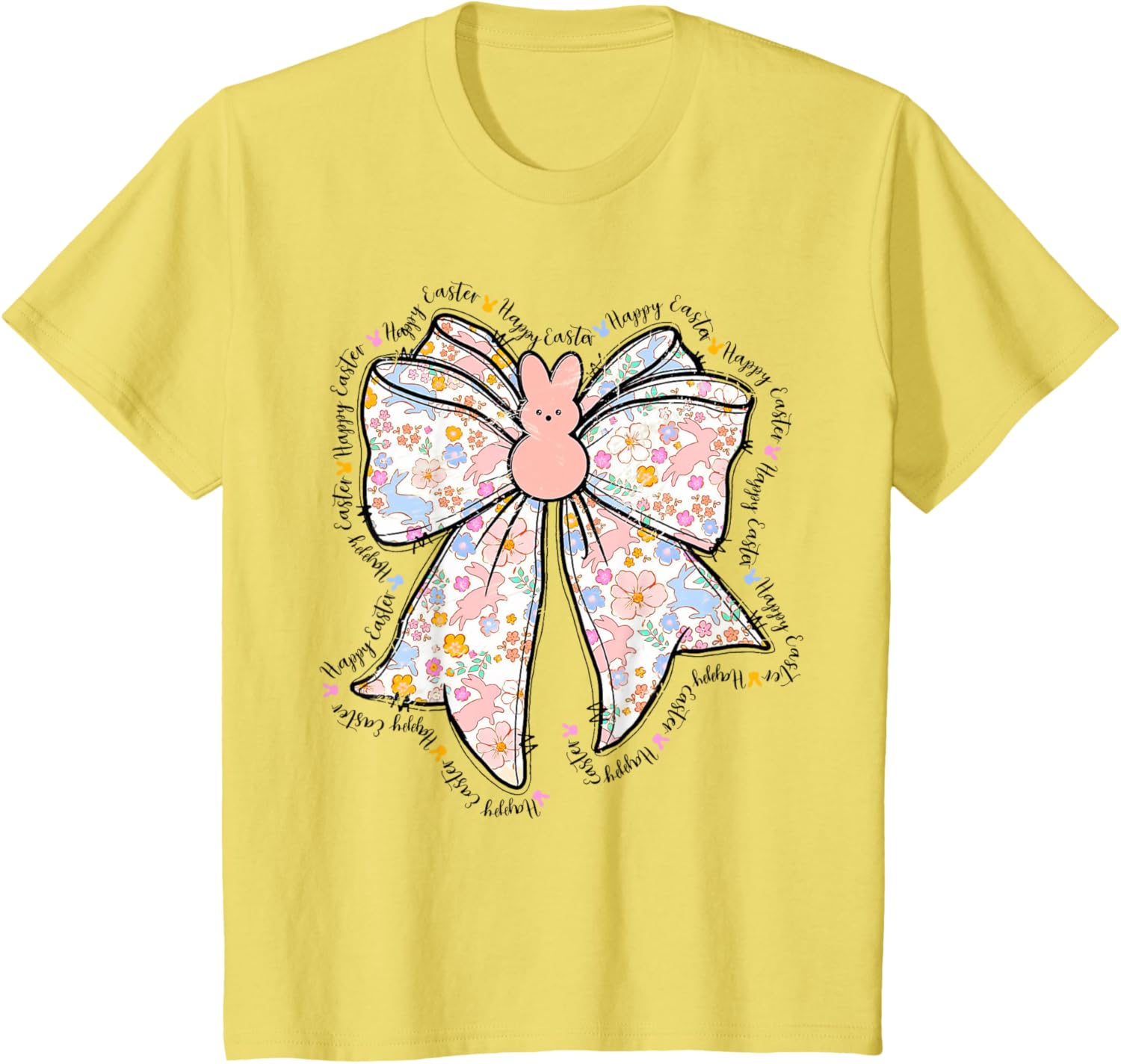 Happy Easter Bunny Spring Hunt Eggs Rabbit Coquette Bow Cute T-Shirt