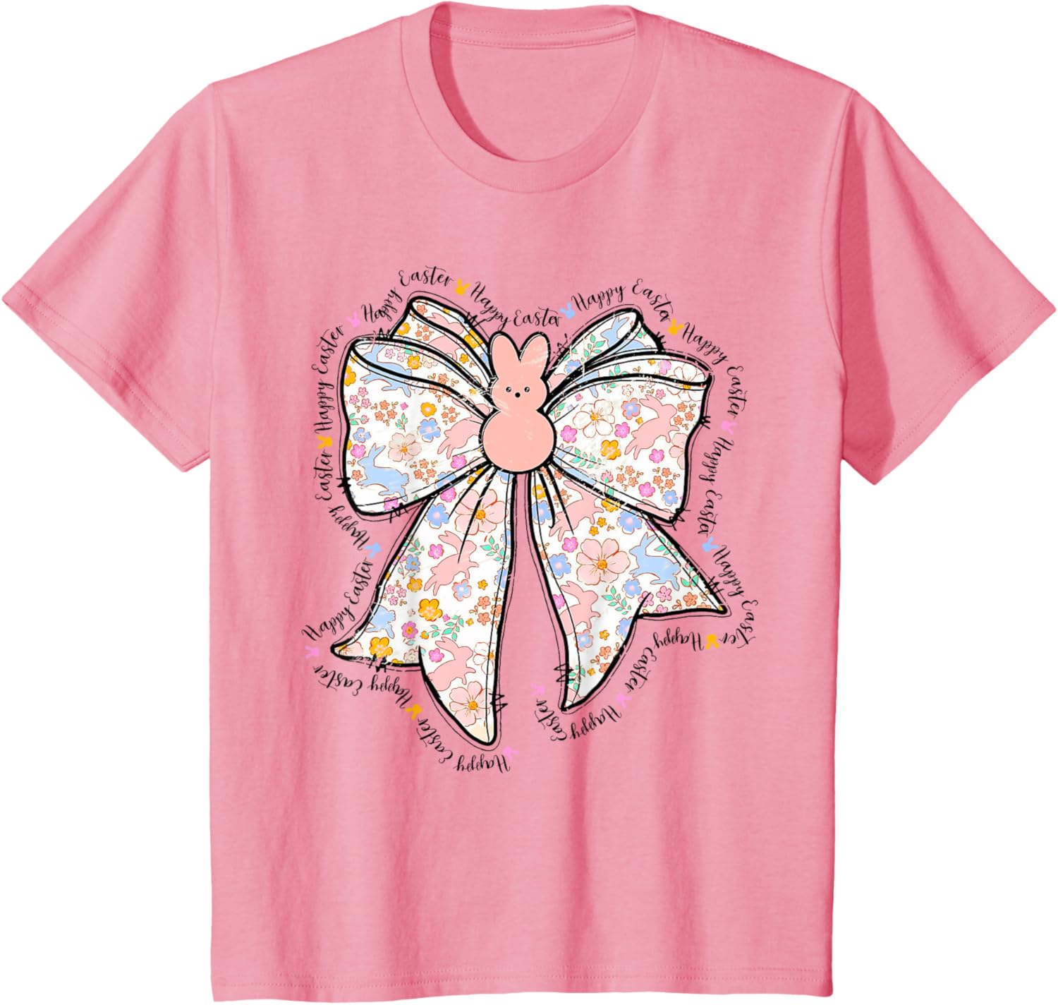 Happy Easter Bunny Spring Hunt Eggs Rabbit Coquette Bow Cute T-Shirt