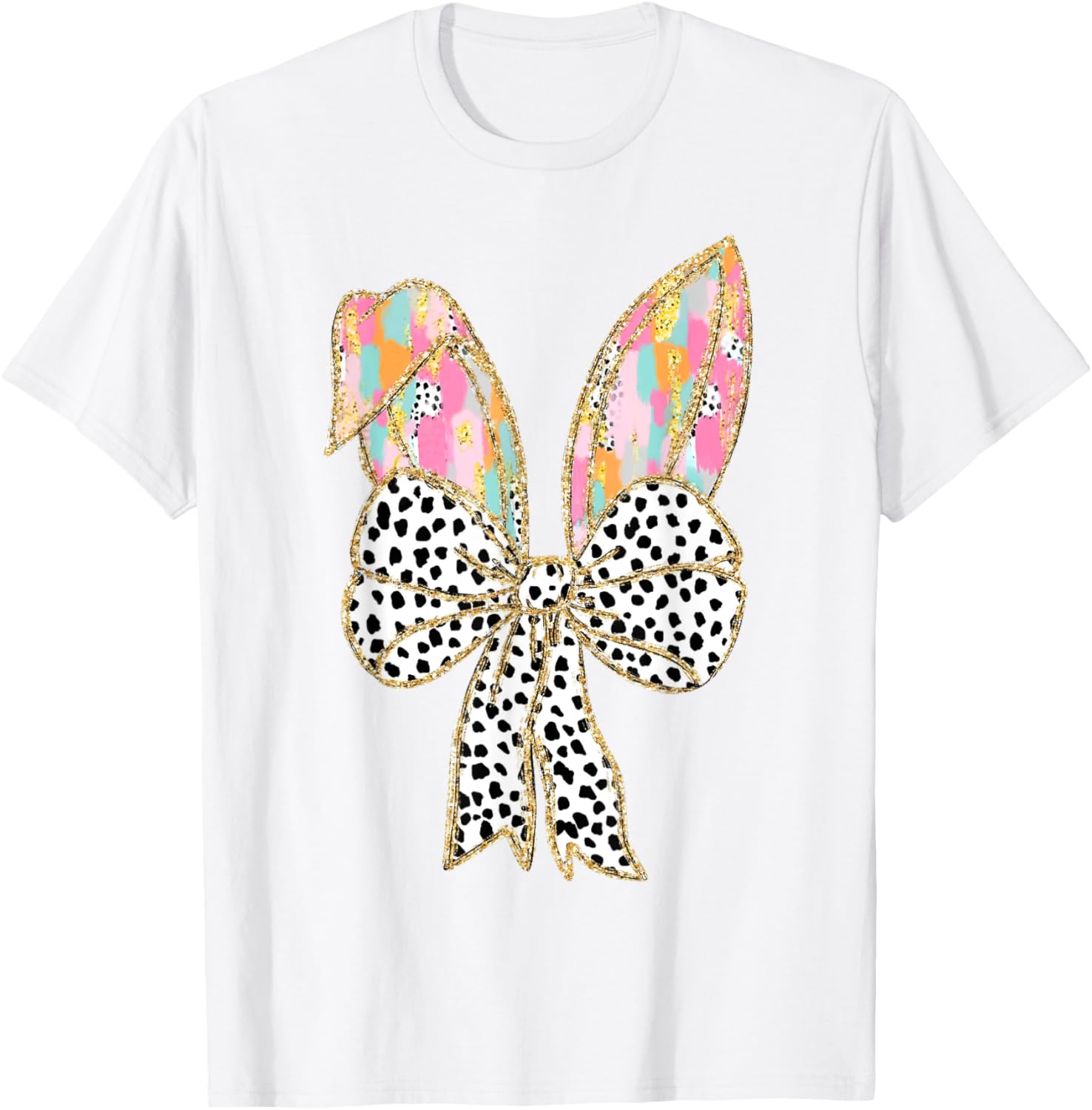 Happy Easter Bunny Spring Hunt Eggs Rabbit Coquette Bow Cute T-Shirt