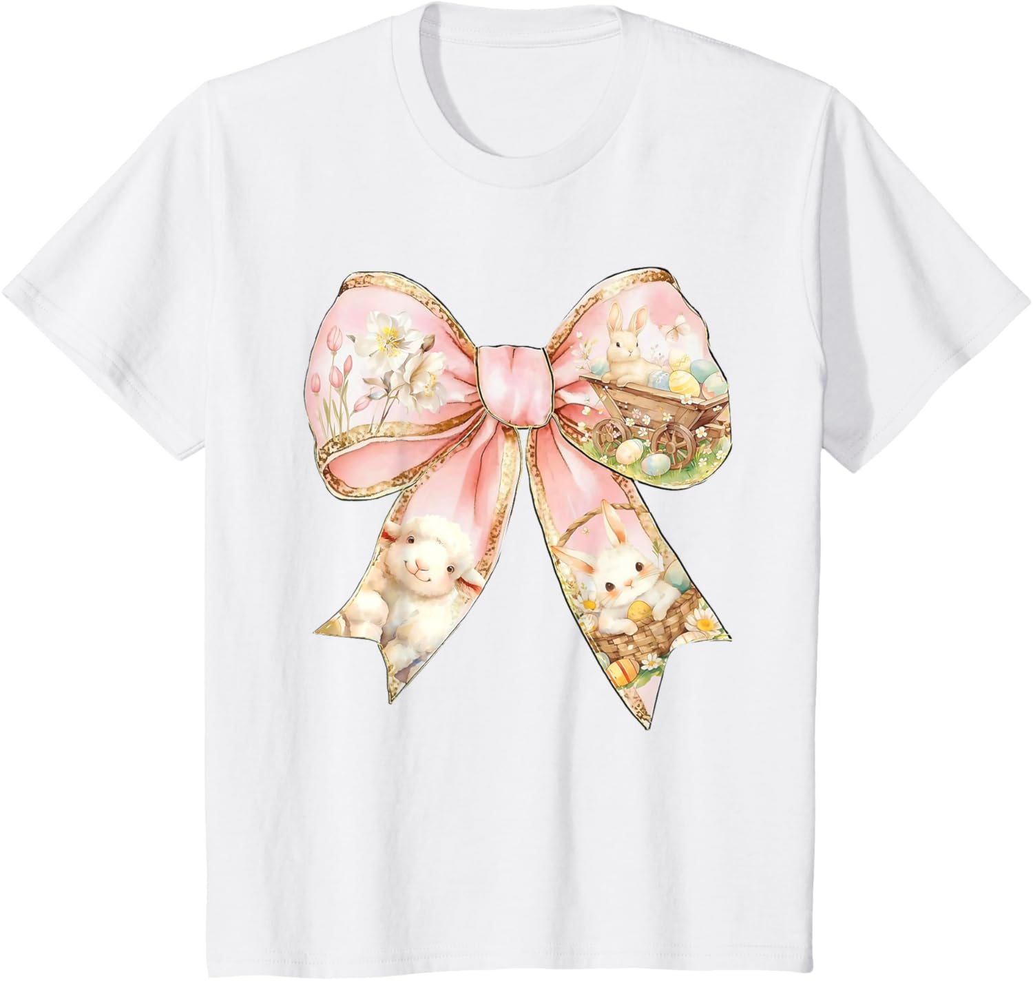 Happy Easter Bunny Spring Hunt Eggs Rabbit Coquette Bow Cute T-Shirt