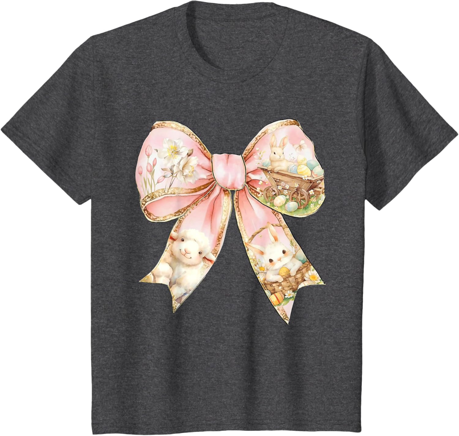 Happy Easter Bunny Spring Hunt Eggs Rabbit Coquette Bow Cute T-Shirt