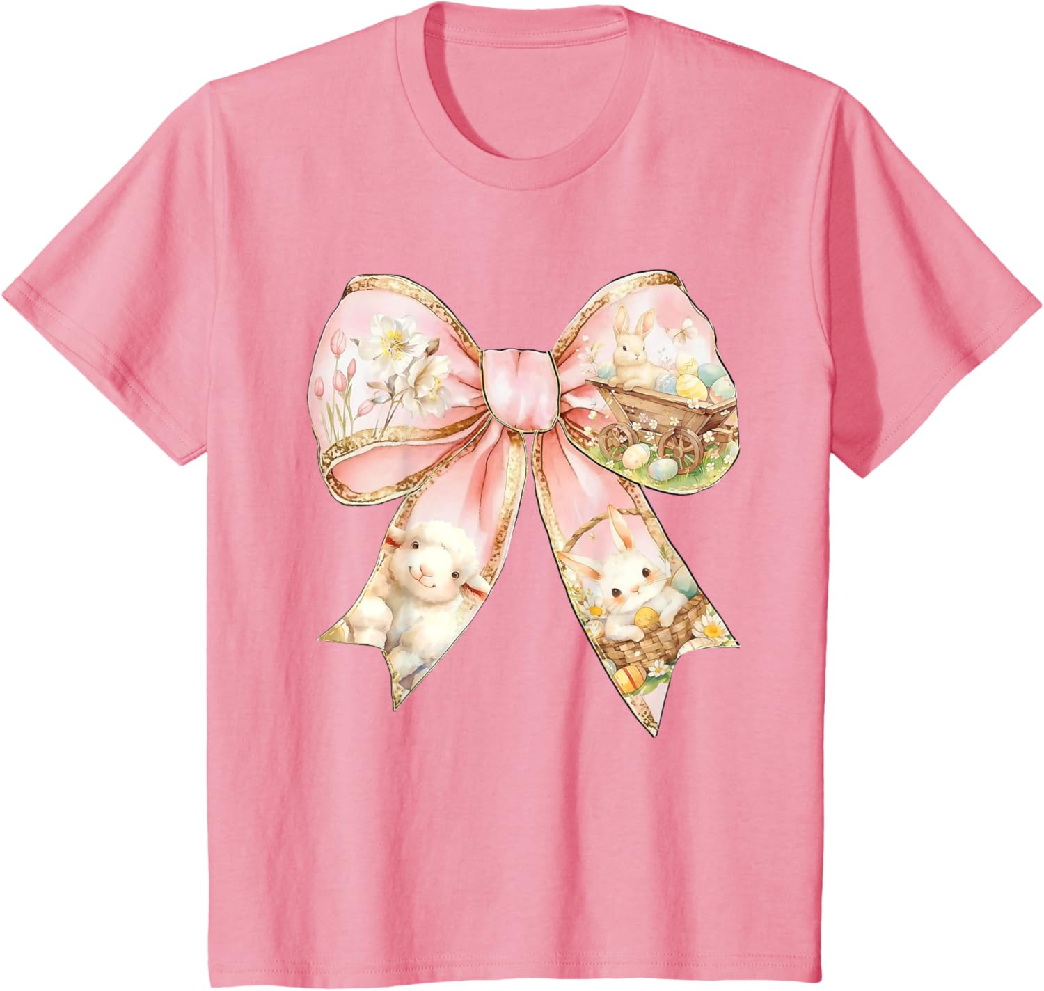 Happy Easter Bunny Spring Hunt Eggs Rabbit Coquette Bow Cute T-Shirt