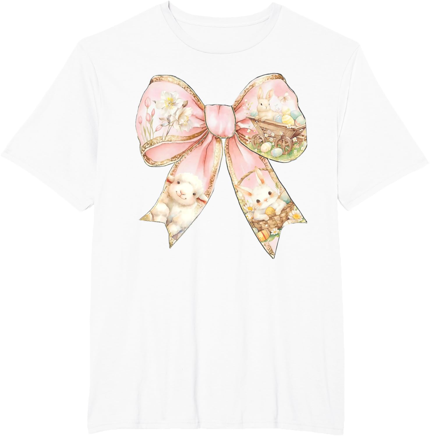 Happy Easter Bunny Spring Hunt Eggs Rabbit Coquette Bow Cute T-Shirt