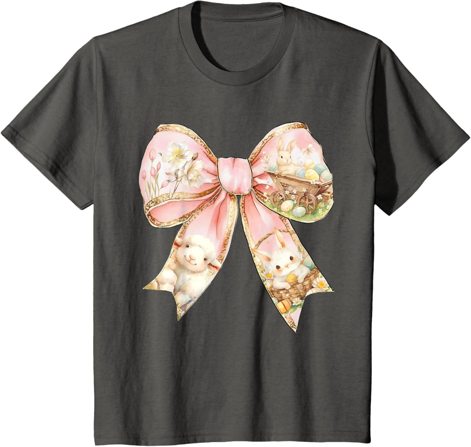 Happy Easter Bunny Spring Hunt Eggs Rabbit Coquette Bow Cute T-Shirt