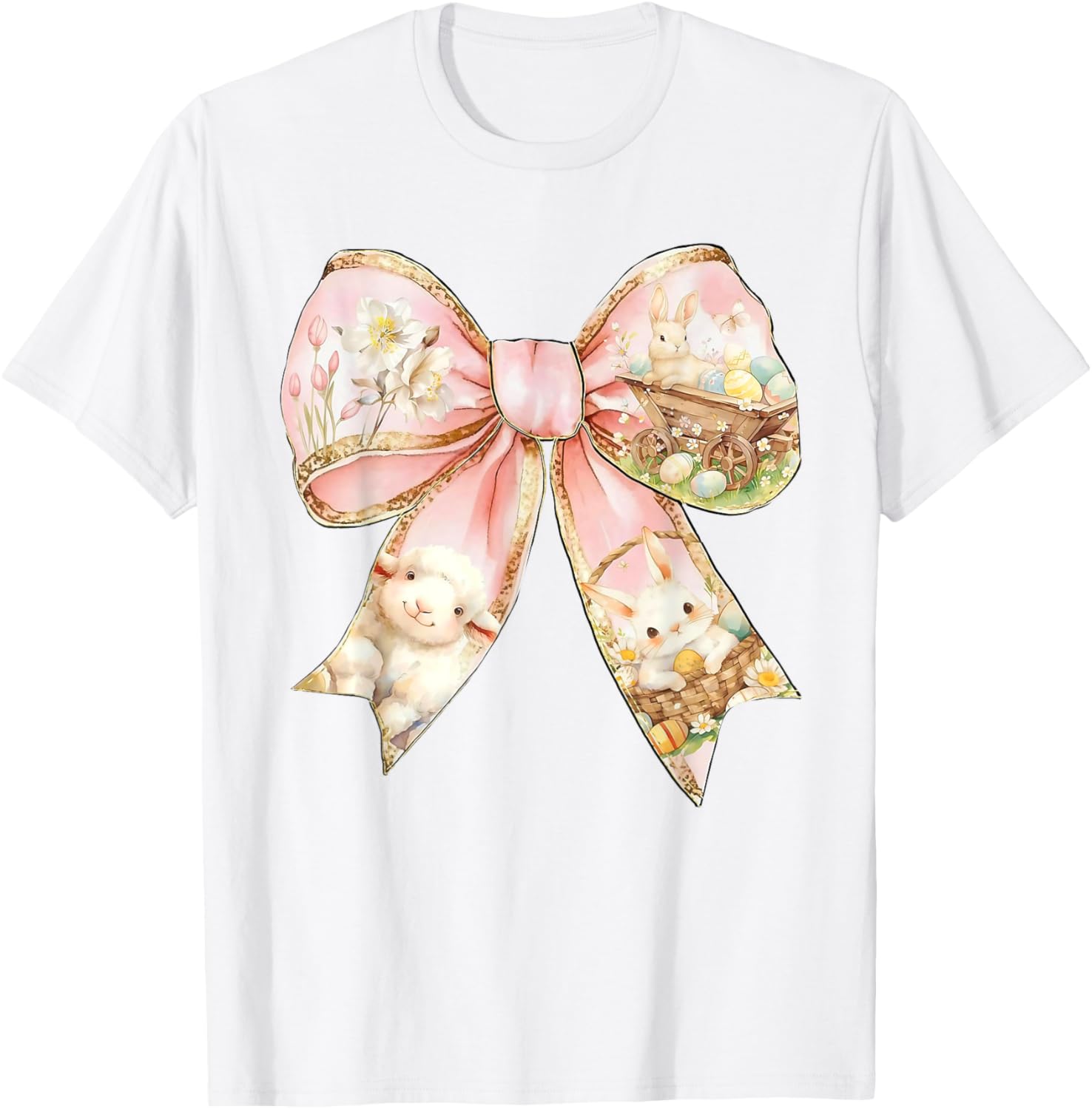 Happy Easter Bunny Spring Hunt Eggs Rabbit Coquette Bow Cute T-Shirt