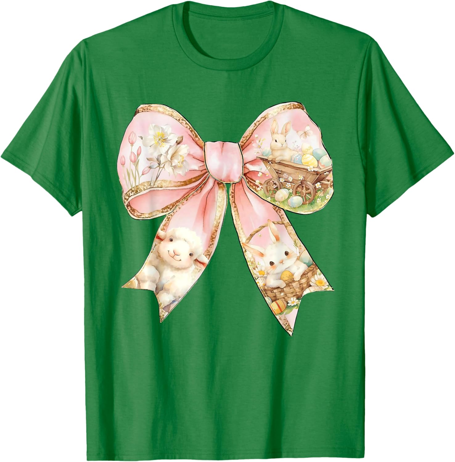 Happy Easter Bunny Spring Hunt Eggs Rabbit Coquette Bow Cute T-Shirt