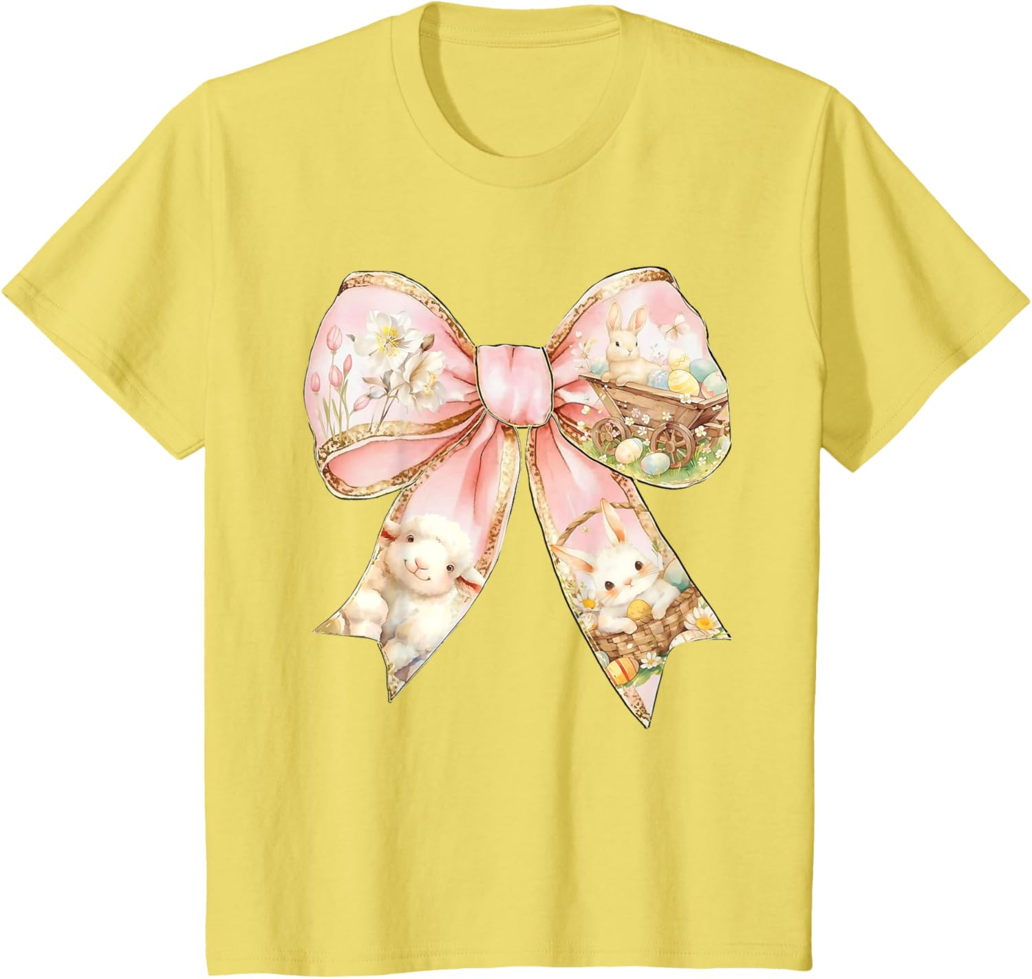 Happy Easter Bunny Spring Hunt Eggs Rabbit Coquette Bow Cute T-Shirt