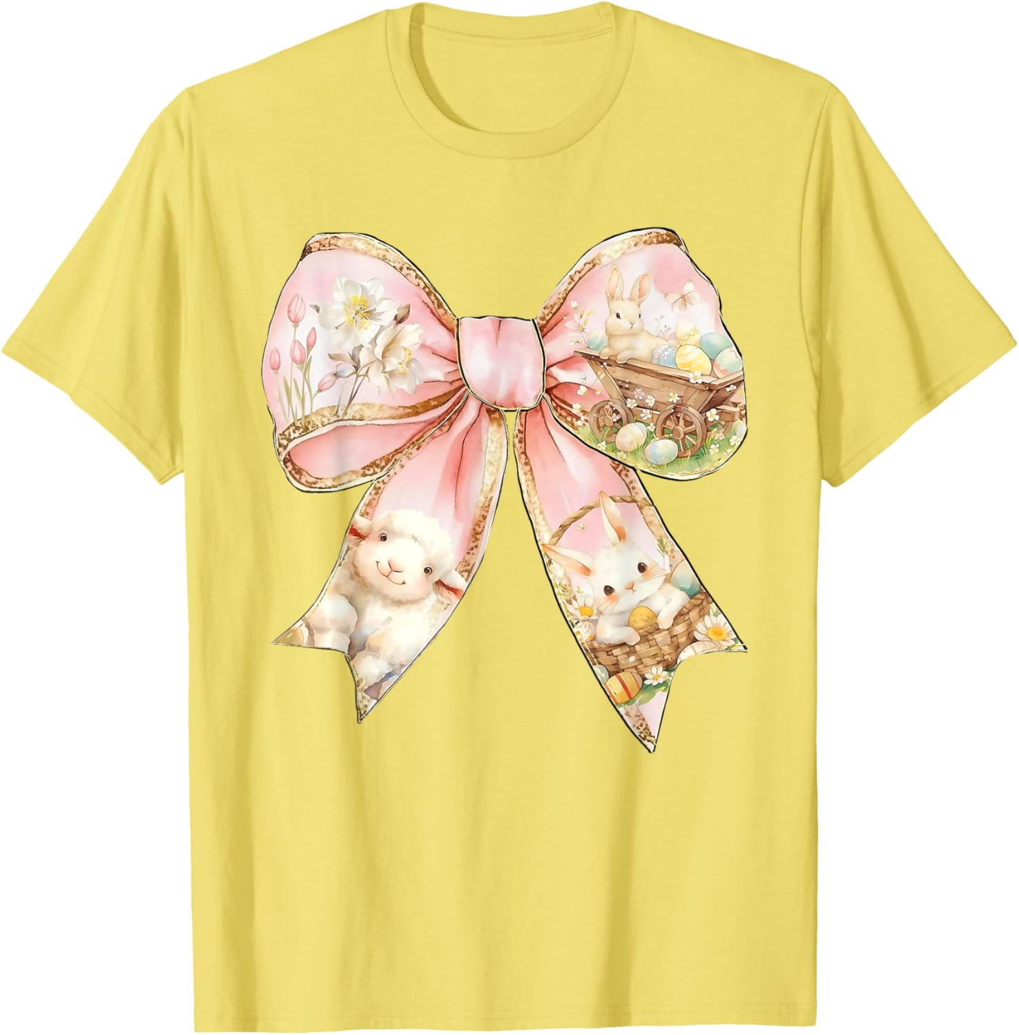 Happy Easter Bunny Spring Hunt Eggs Rabbit Coquette Bow Cute T-Shirt