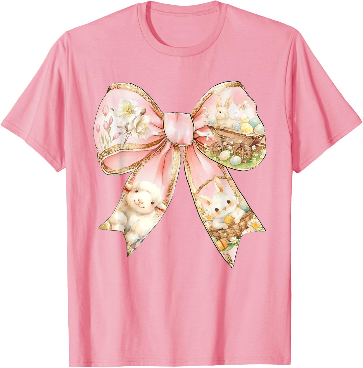 Happy Easter Bunny Spring Hunt Eggs Rabbit Coquette Bow Cute T-Shirt