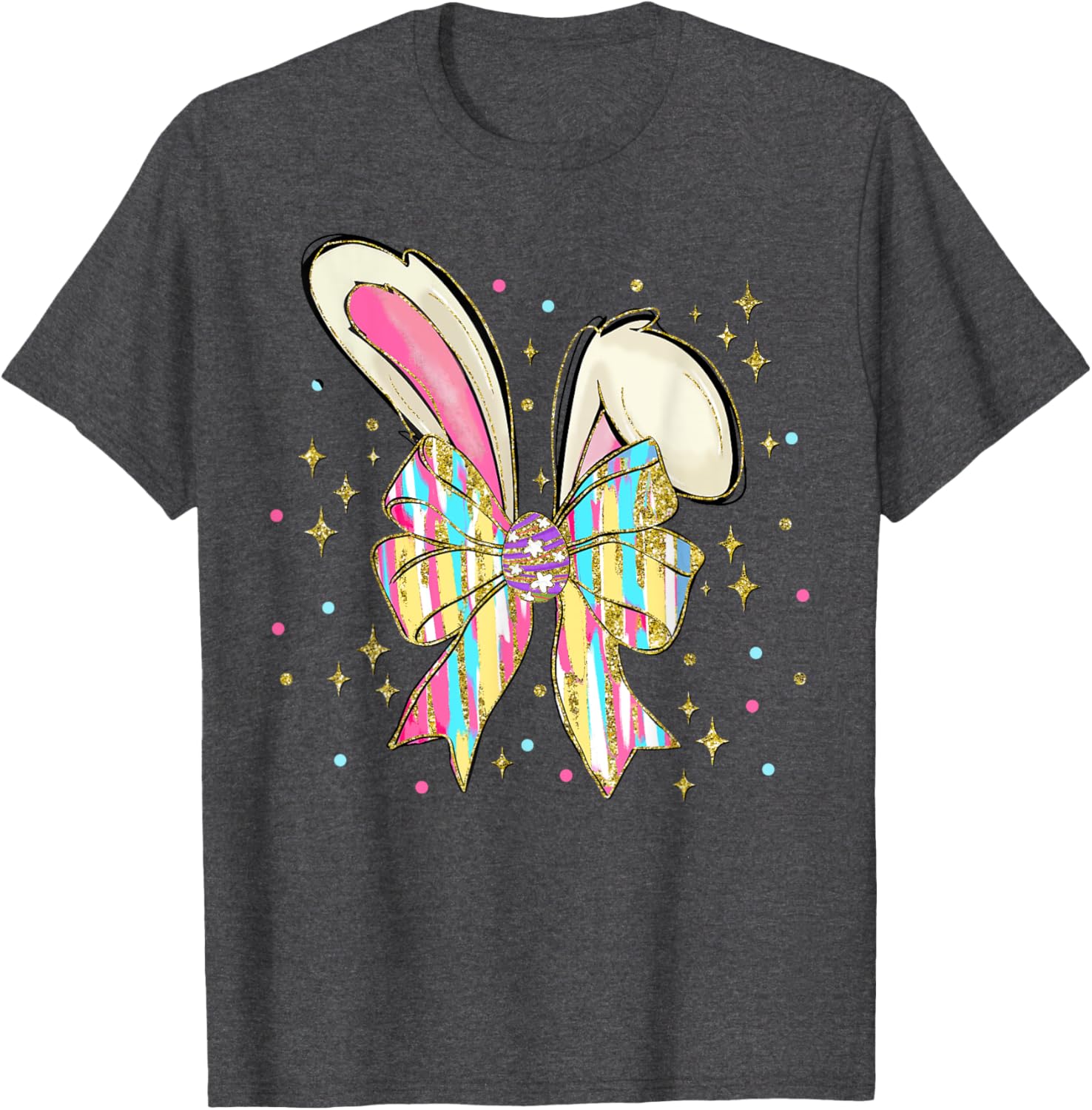 Happy Easter Bunny Spring Hunt Eggs Rabbit Coquette Bow Cute T-Shirt