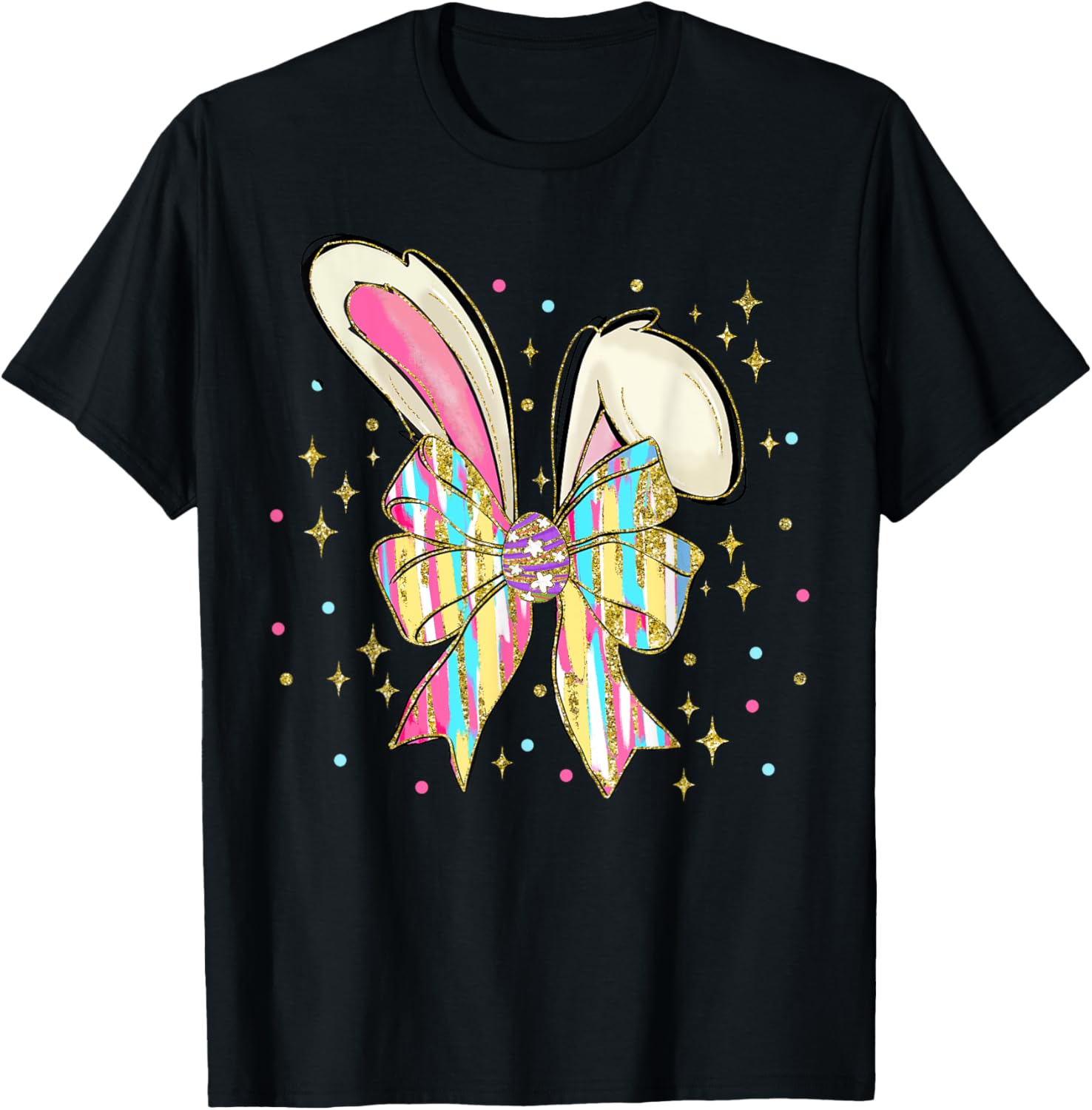 Happy Easter Bunny Spring Hunt Eggs Rabbit Coquette Bow Cute T-Shirt