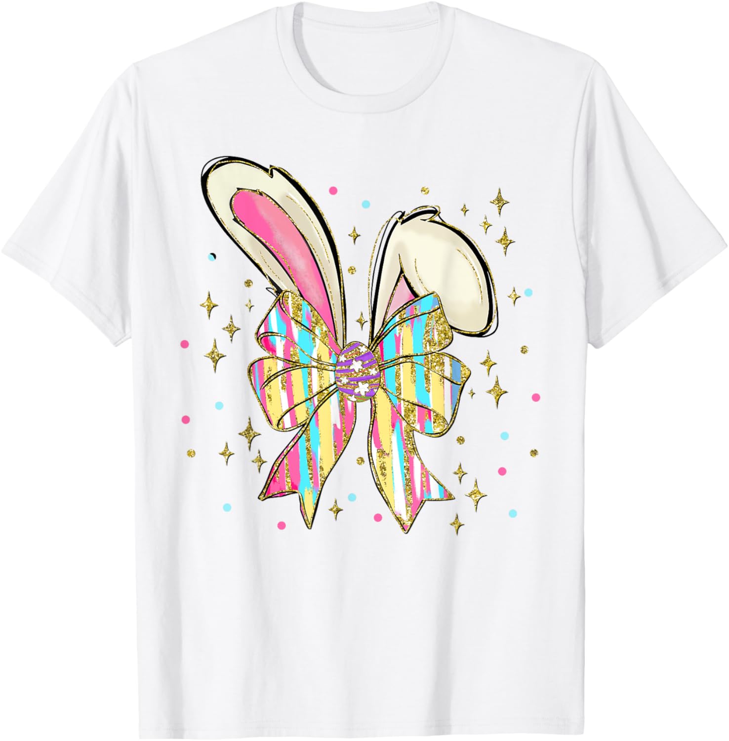 Happy Easter Bunny Spring Hunt Eggs Rabbit Coquette Bow Cute T-Shirt