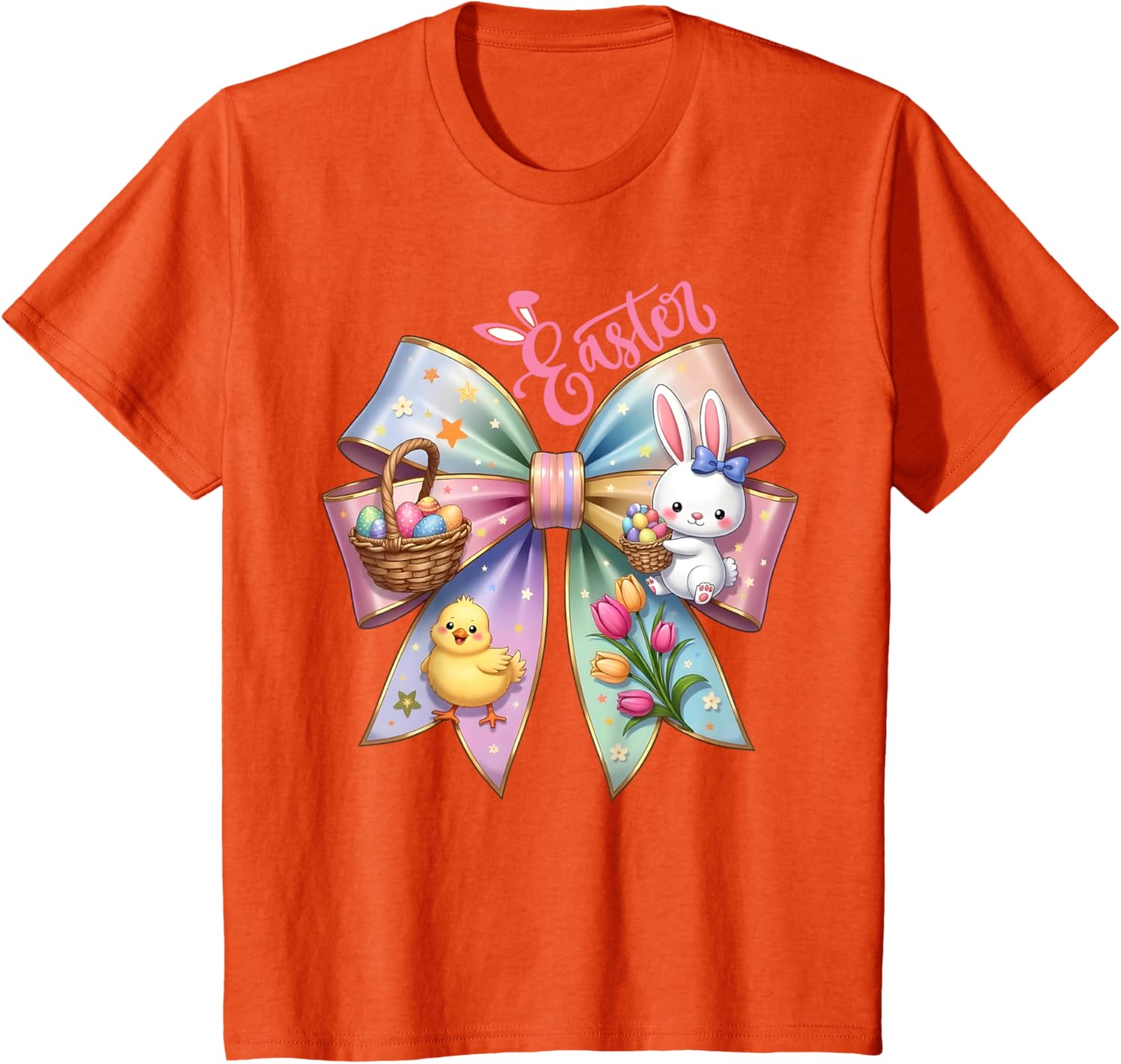 Happy Easter Coquette Bow Cute Bunny Hunt Eggs Girls Women T-Shirt