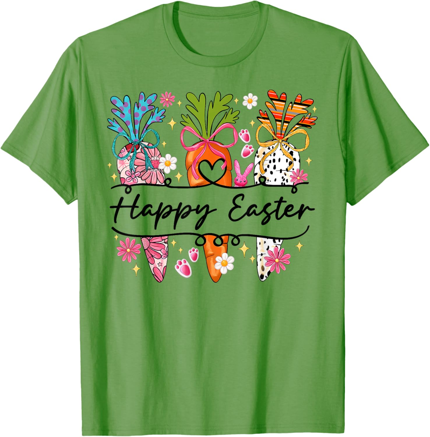 Happy Easter Coquette Bow Cute Carrot Women Girl Bunny T-Shirt