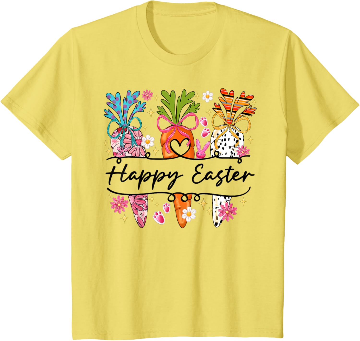 Happy Easter Coquette Bow Cute Carrot Women Girl Bunny T-Shirt