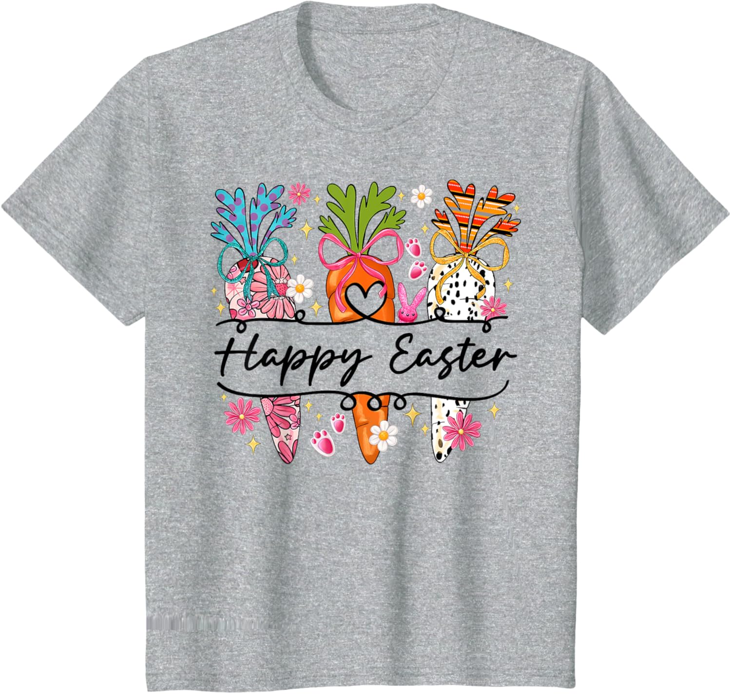 Happy Easter Coquette Bow Cute Carrot Women Girl Bunny T-Shirt