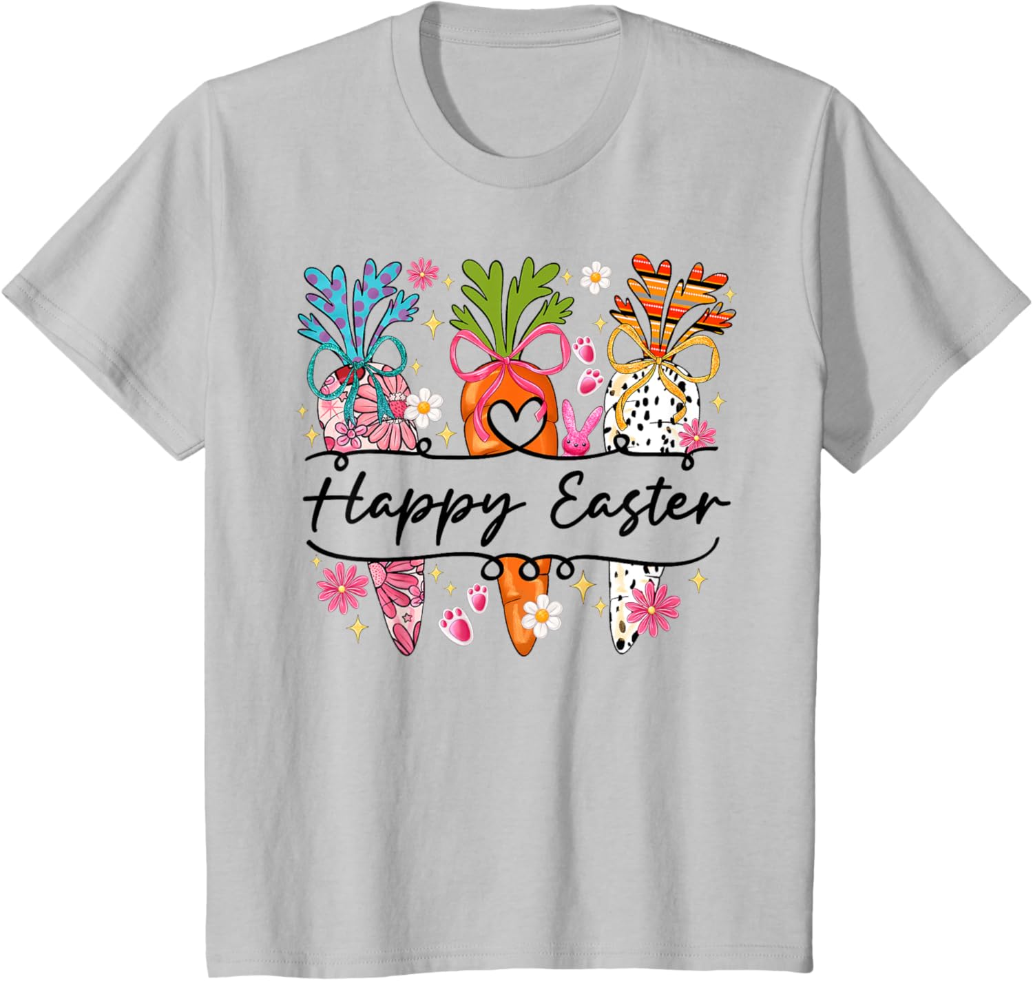 Happy Easter Coquette Bow Cute Carrot Women Girl Bunny T-Shirt