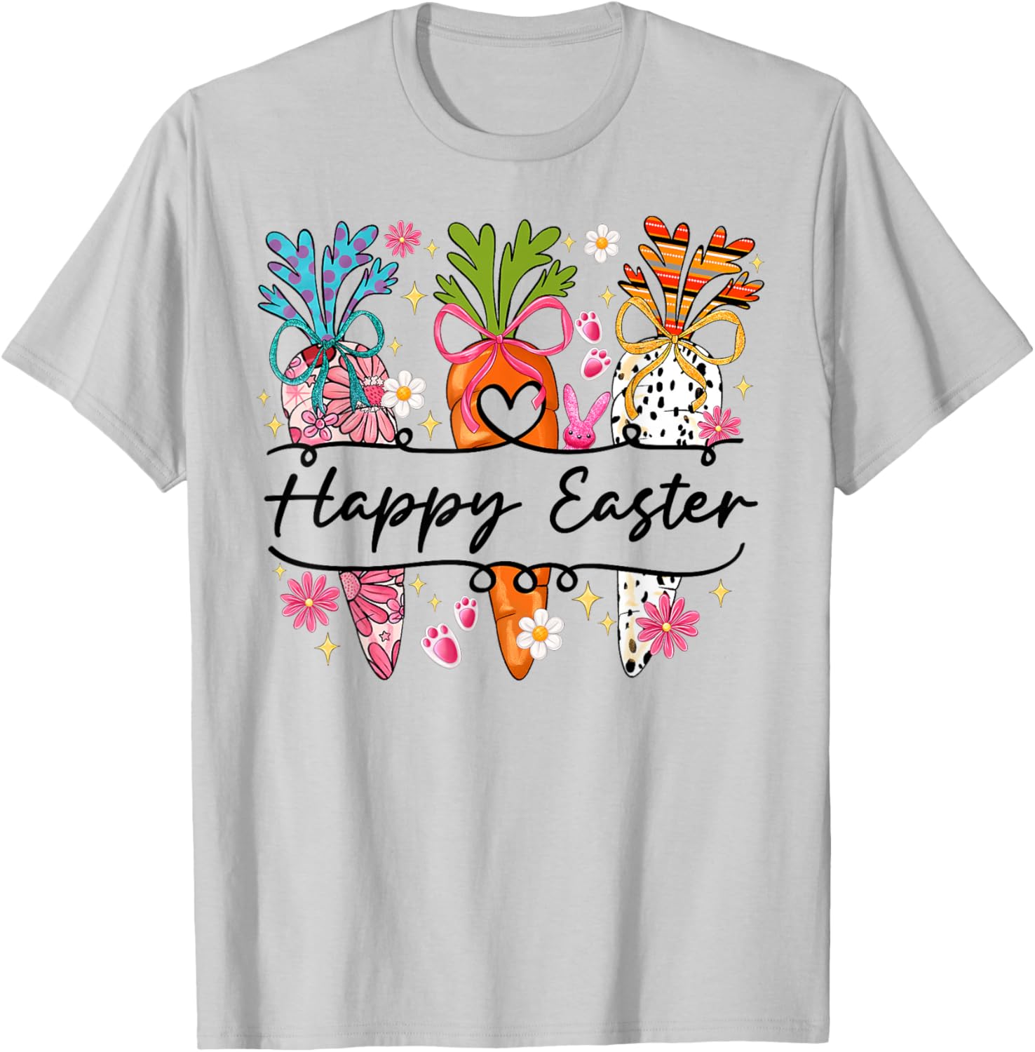 Happy Easter Coquette Bow Cute Carrot Women Girl Bunny T-Shirt