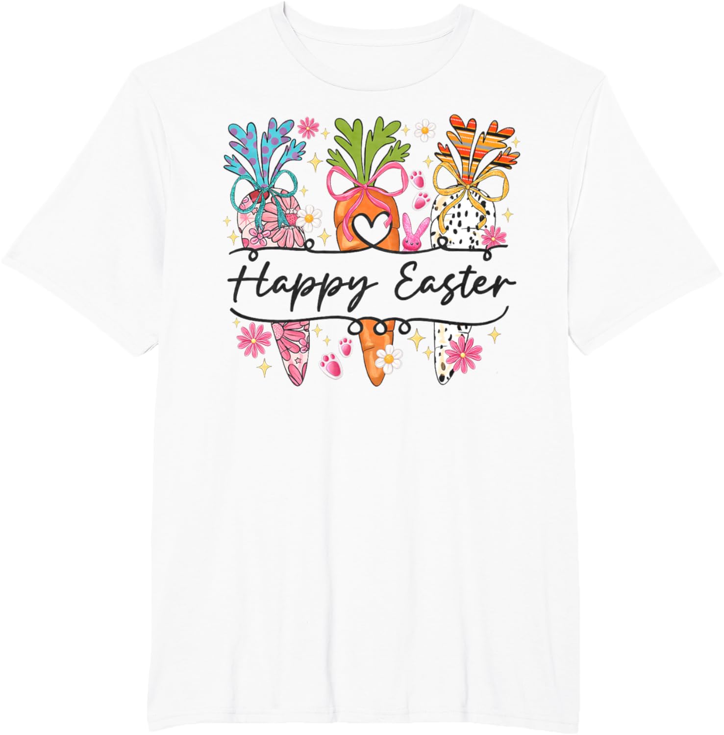 Happy Easter Coquette Bow Cute Carrot Women Girl Bunny T-Shirt