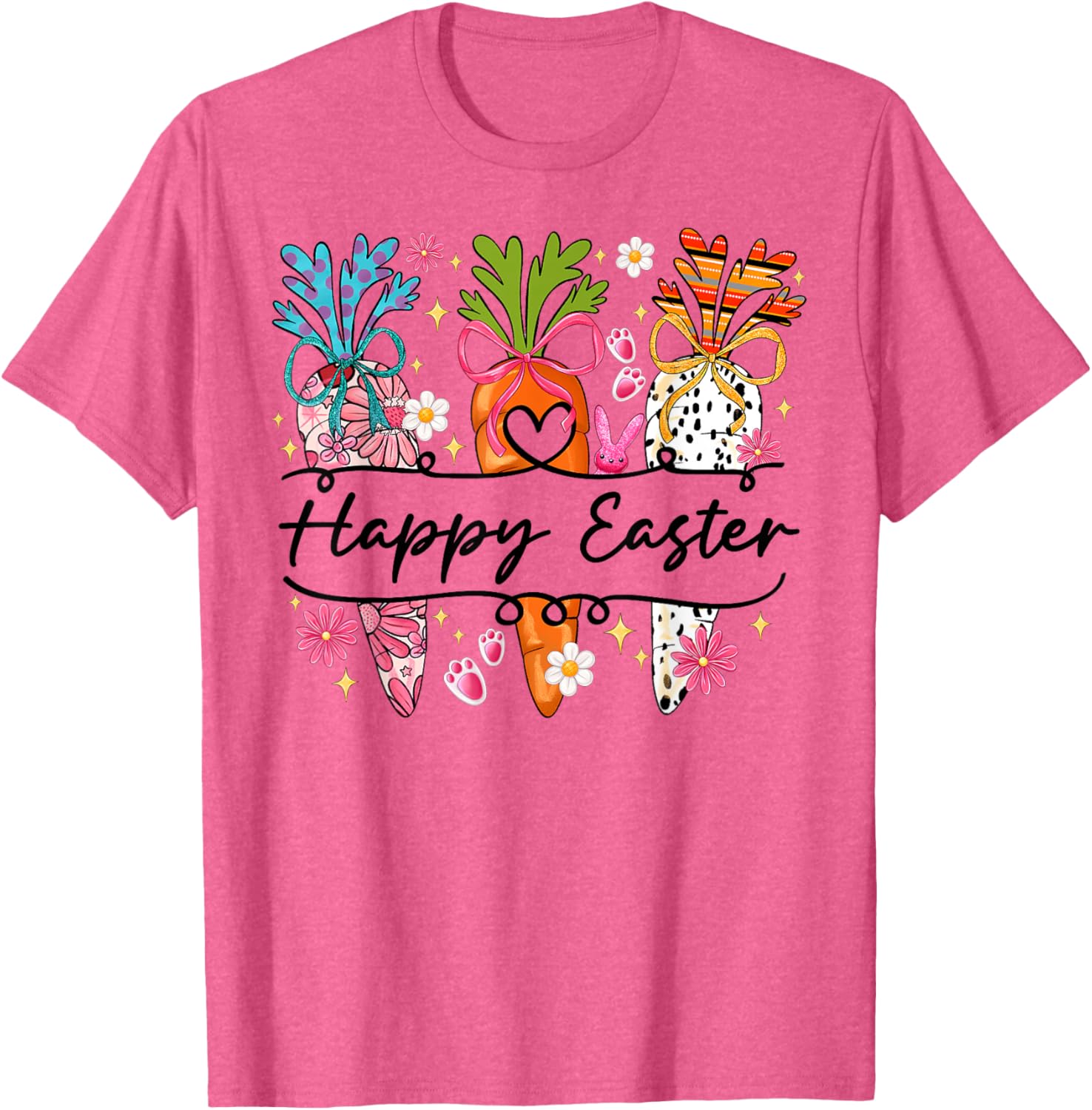 Happy Easter Coquette Bow Cute Carrot Women Girl Bunny T-Shirt