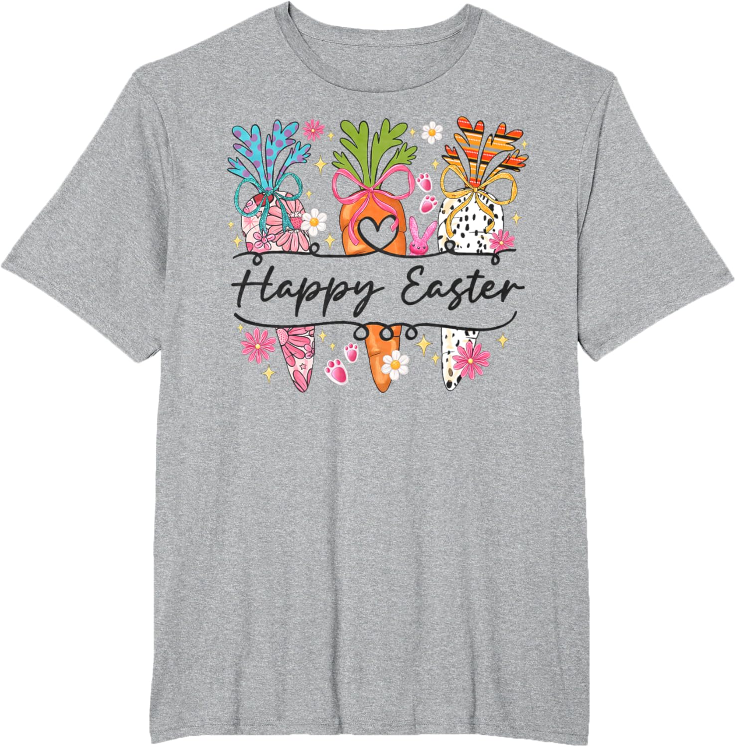 Happy Easter Coquette Bow Cute Carrot Women Girl Bunny T-Shirt