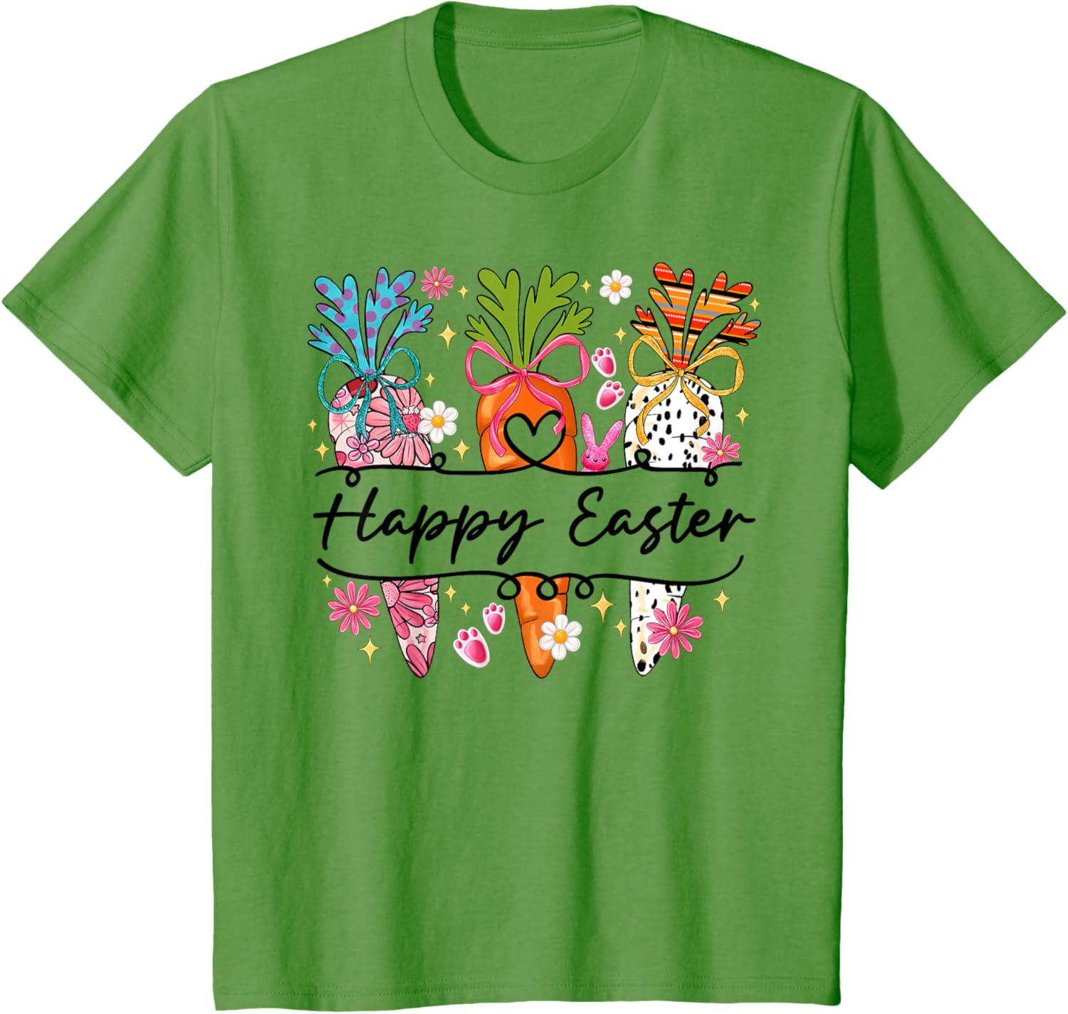 Happy Easter Coquette Bow Cute Carrot Women Girl Bunny T-Shirt