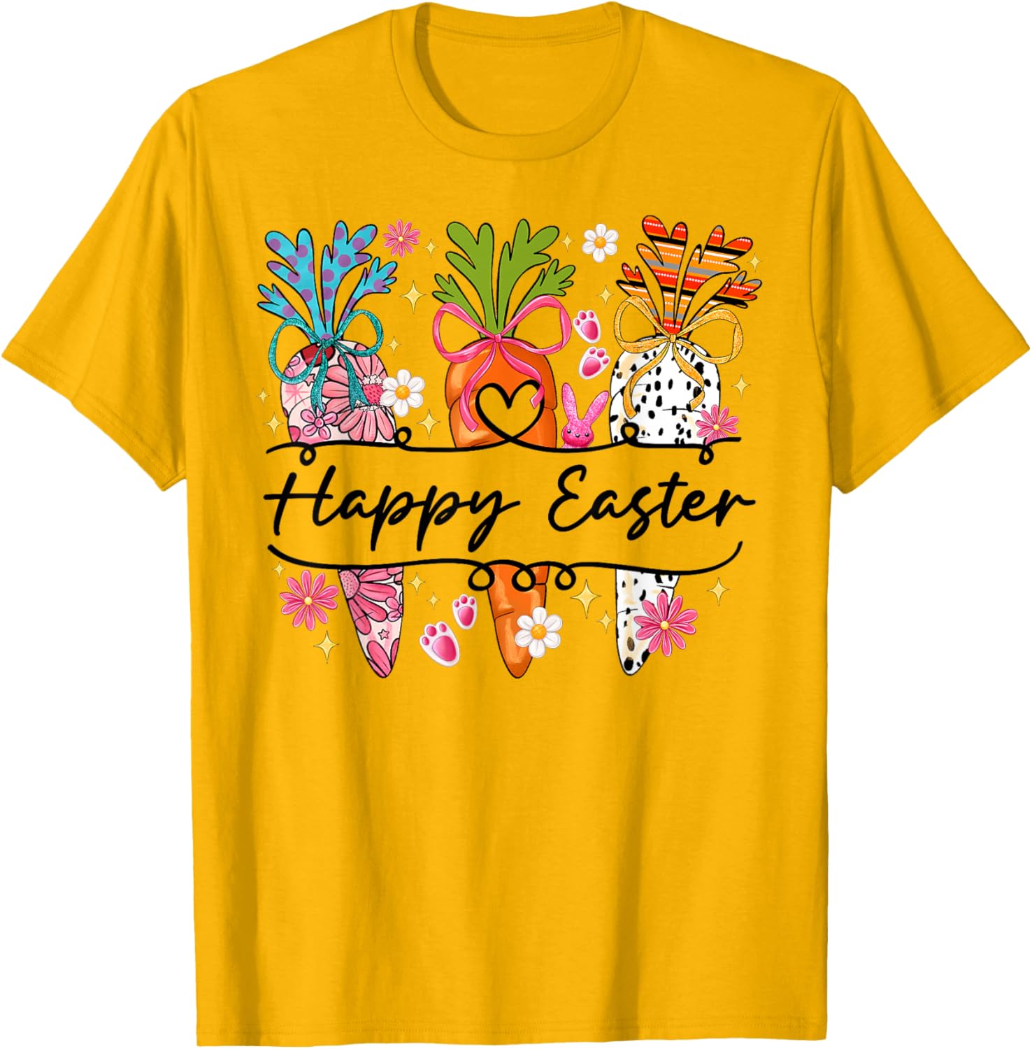 Happy Easter Coquette Bow Cute Carrot Women Girl Bunny T-Shirt