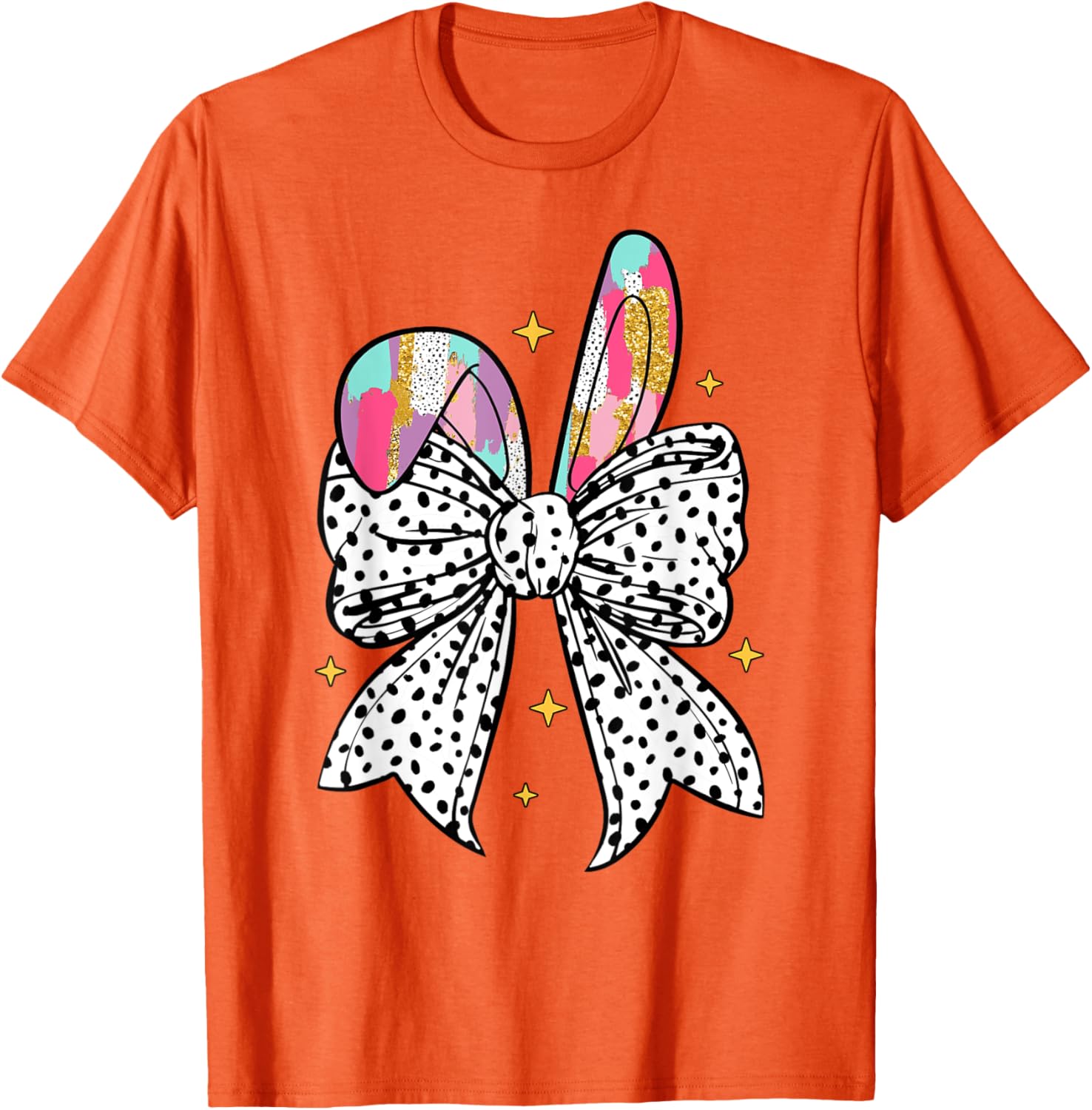 Happy Easter Cute Bunny Coquette Bow Sparkling Easter Girl T-Shirt