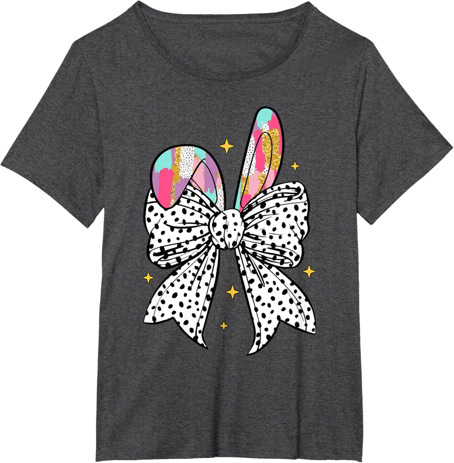 Happy Easter Cute Bunny Coquette Bow Sparkling Easter Girl T-Shirt