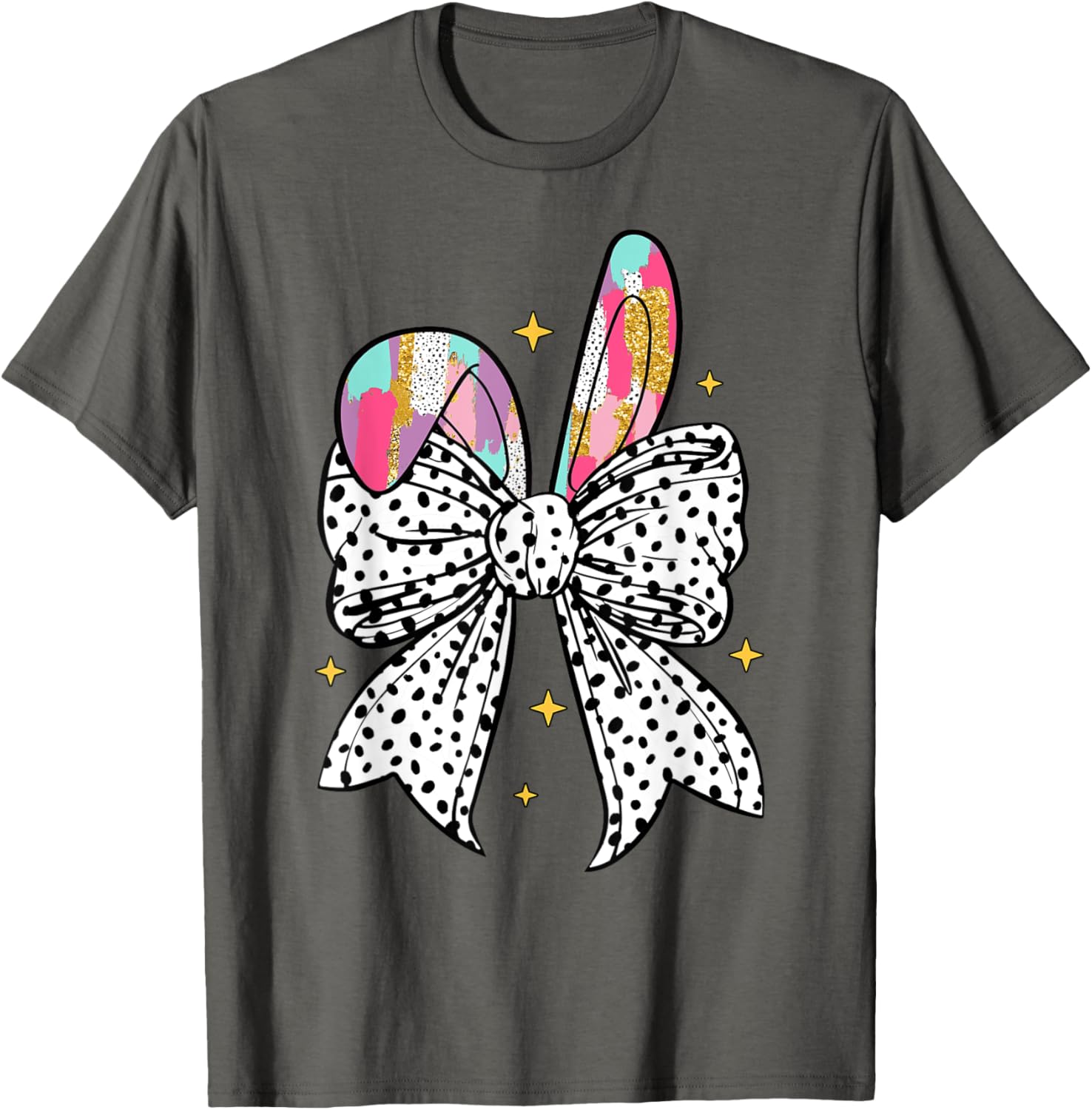 Happy Easter Cute Bunny Coquette Bow Sparkling Easter Girl T-Shirt