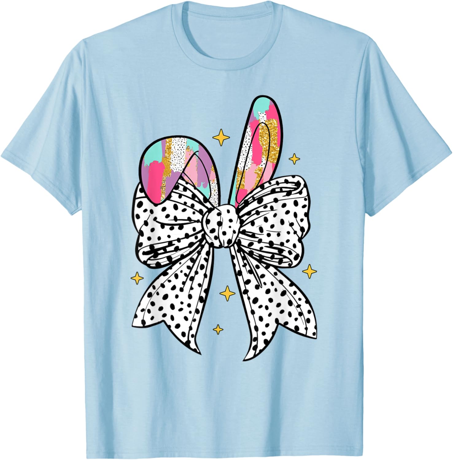 Happy Easter Cute Bunny Coquette Bow Sparkling Easter Girl T-Shirt