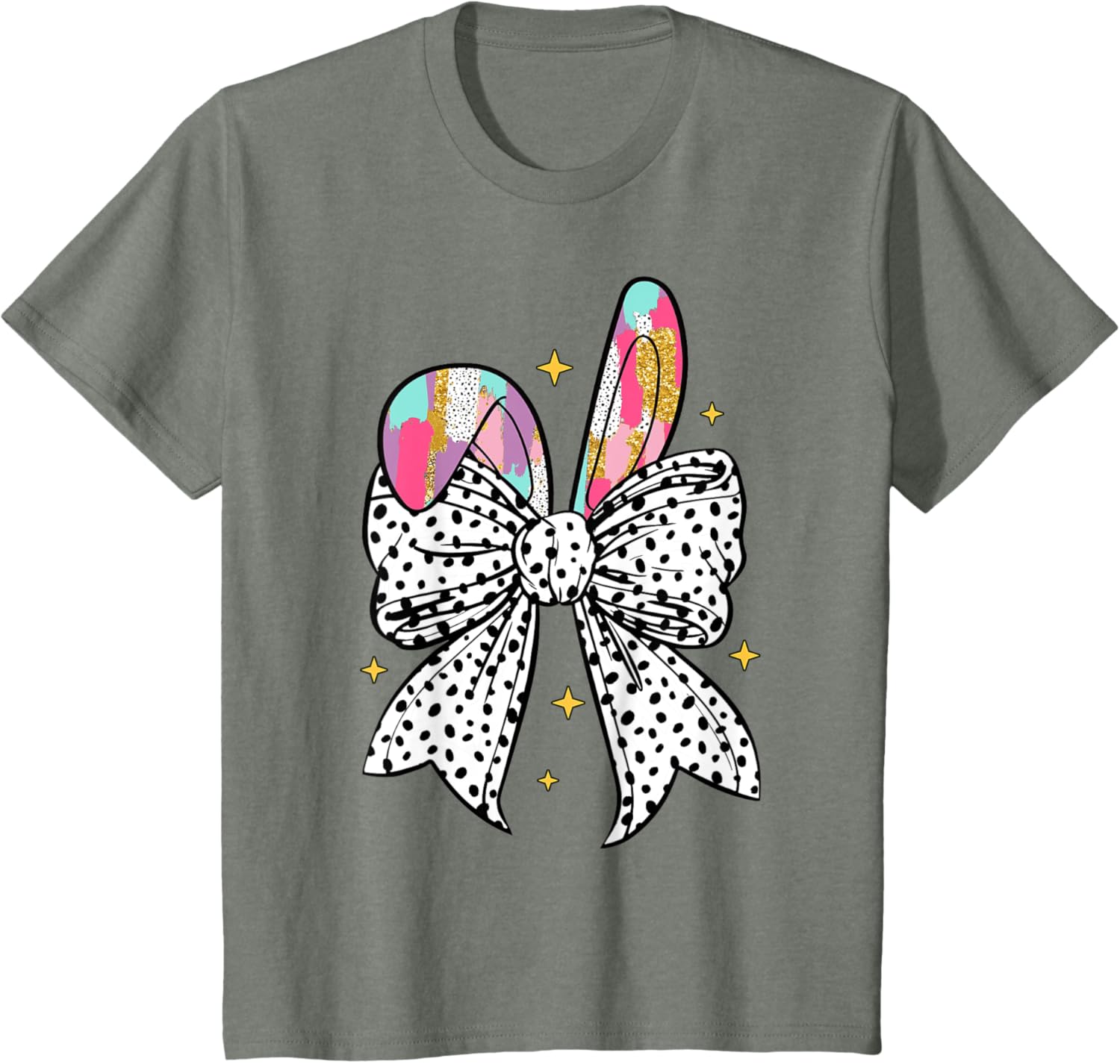 Happy Easter Cute Bunny Coquette Bow Sparkling Easter Girl T-Shirt