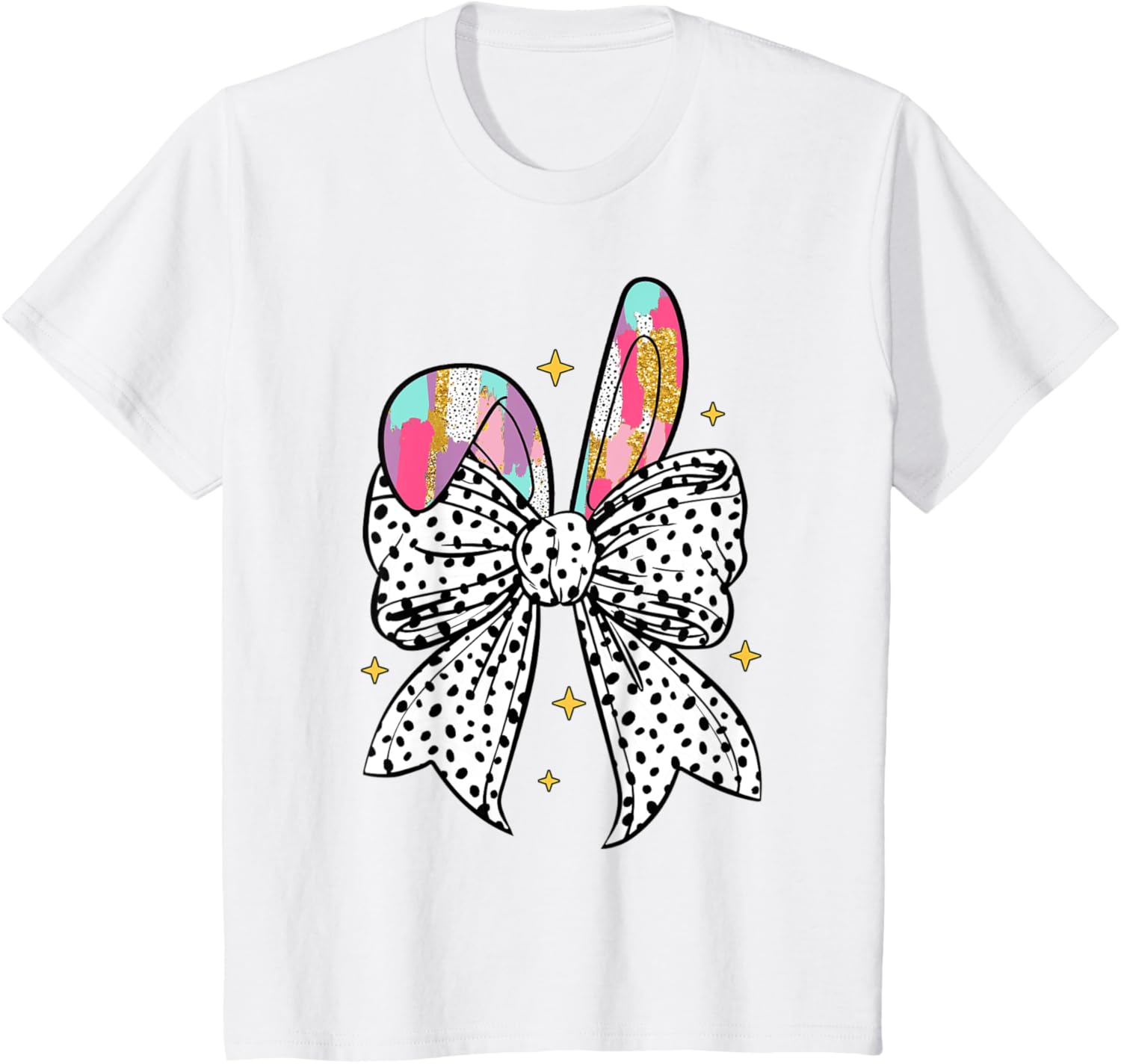 Happy Easter Cute Bunny Coquette Bow Sparkling Easter Girl T-Shirt