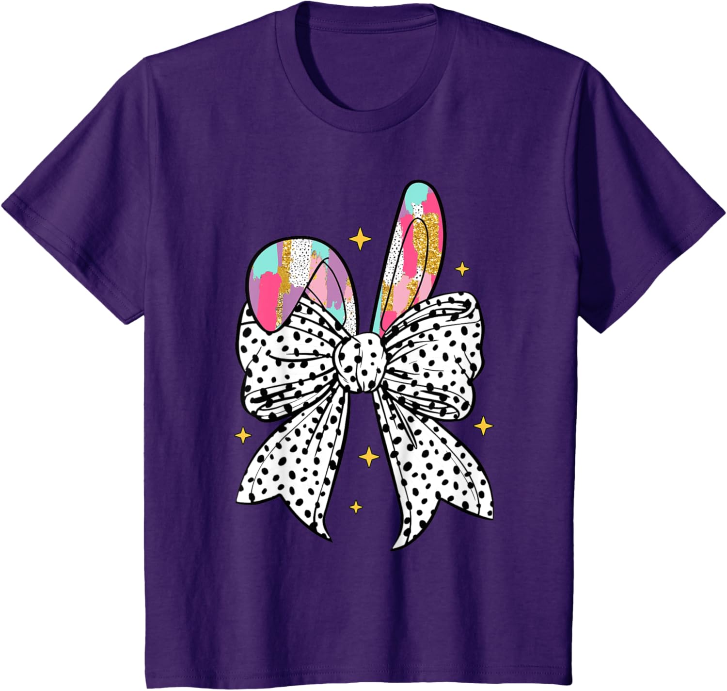 Happy Easter Cute Bunny Coquette Bow Sparkling Easter Girl T-Shirt