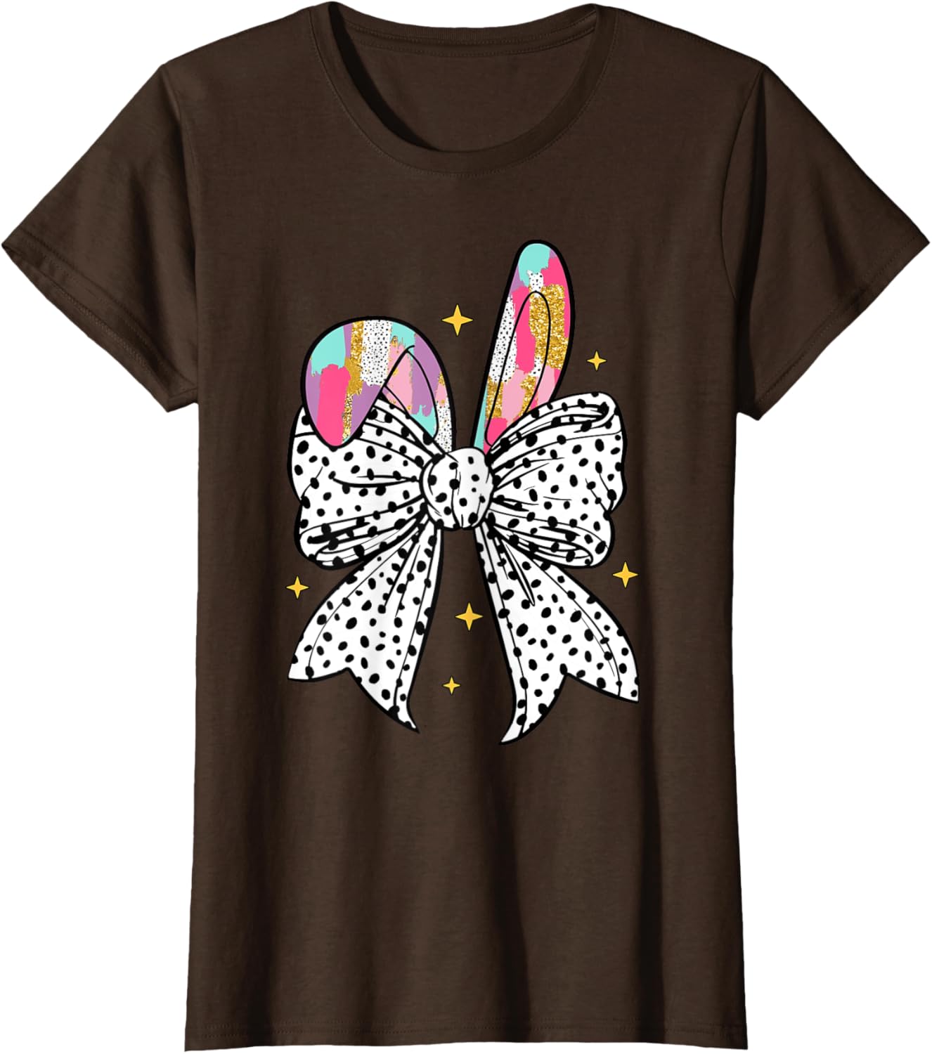 Happy Easter Cute Bunny Coquette Bow Sparkling Easter Girl T-Shirt