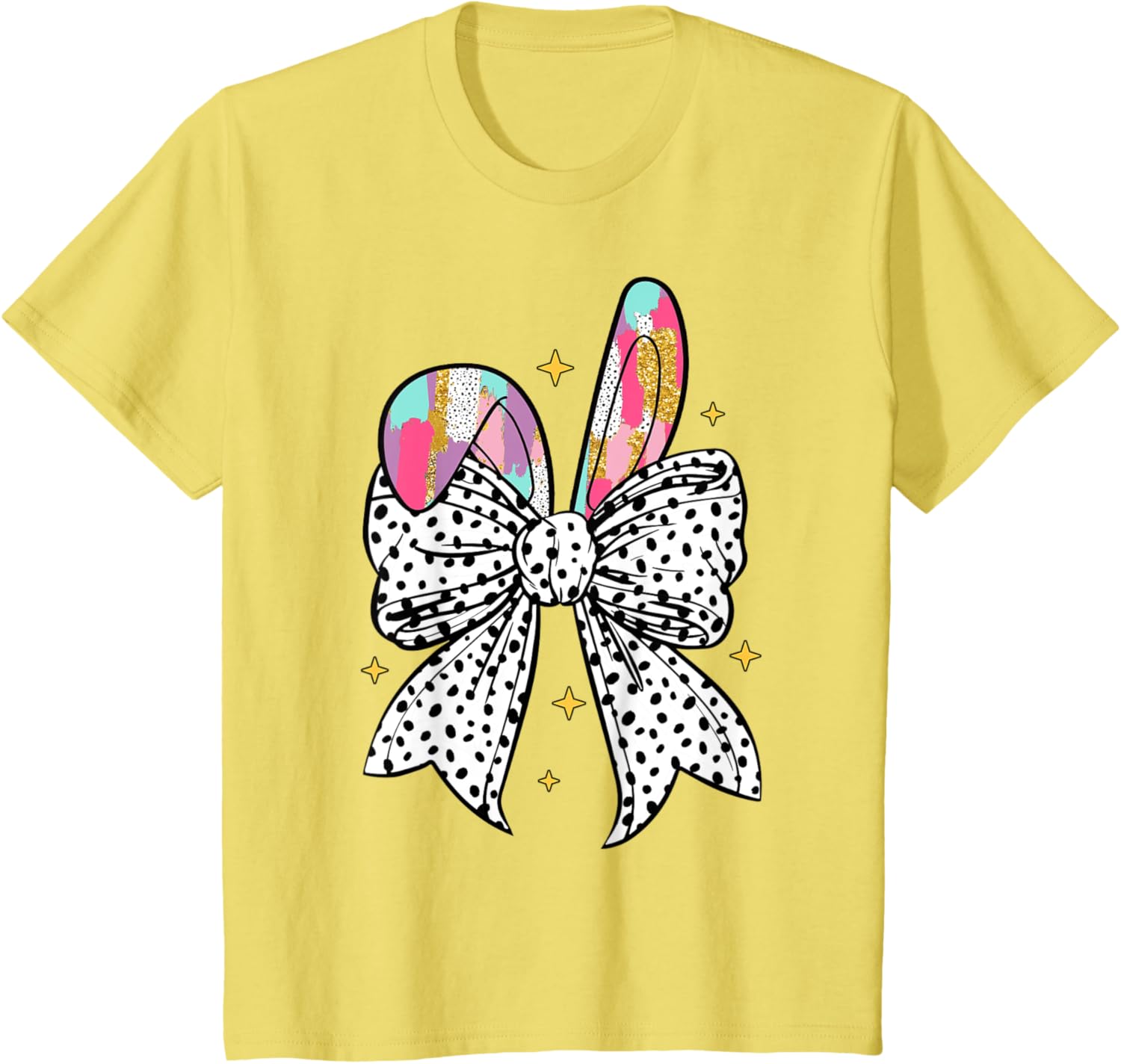 Happy Easter Cute Bunny Coquette Bow Sparkling Easter Girl T-Shirt