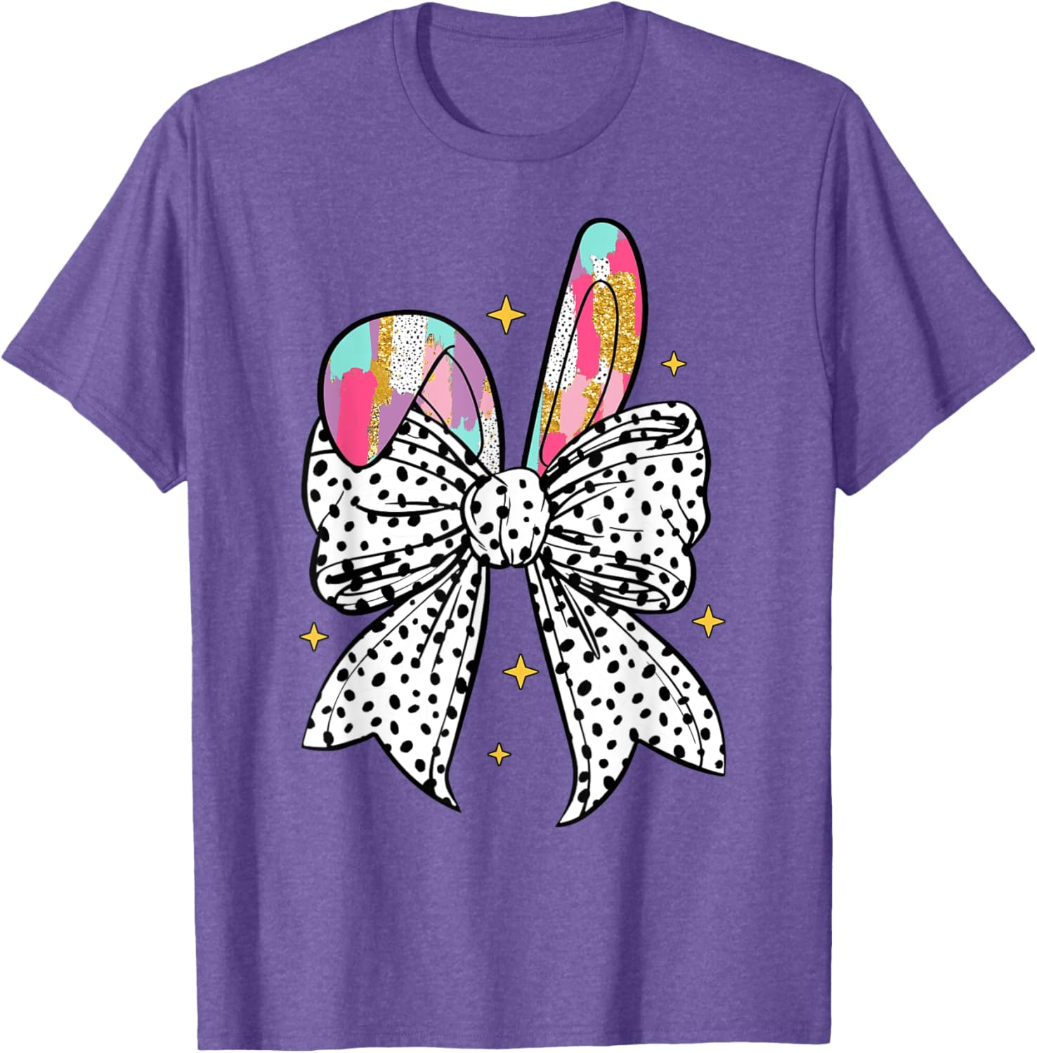 Happy Easter Cute Bunny Coquette Bow Sparkling Easter Girl T-Shirt