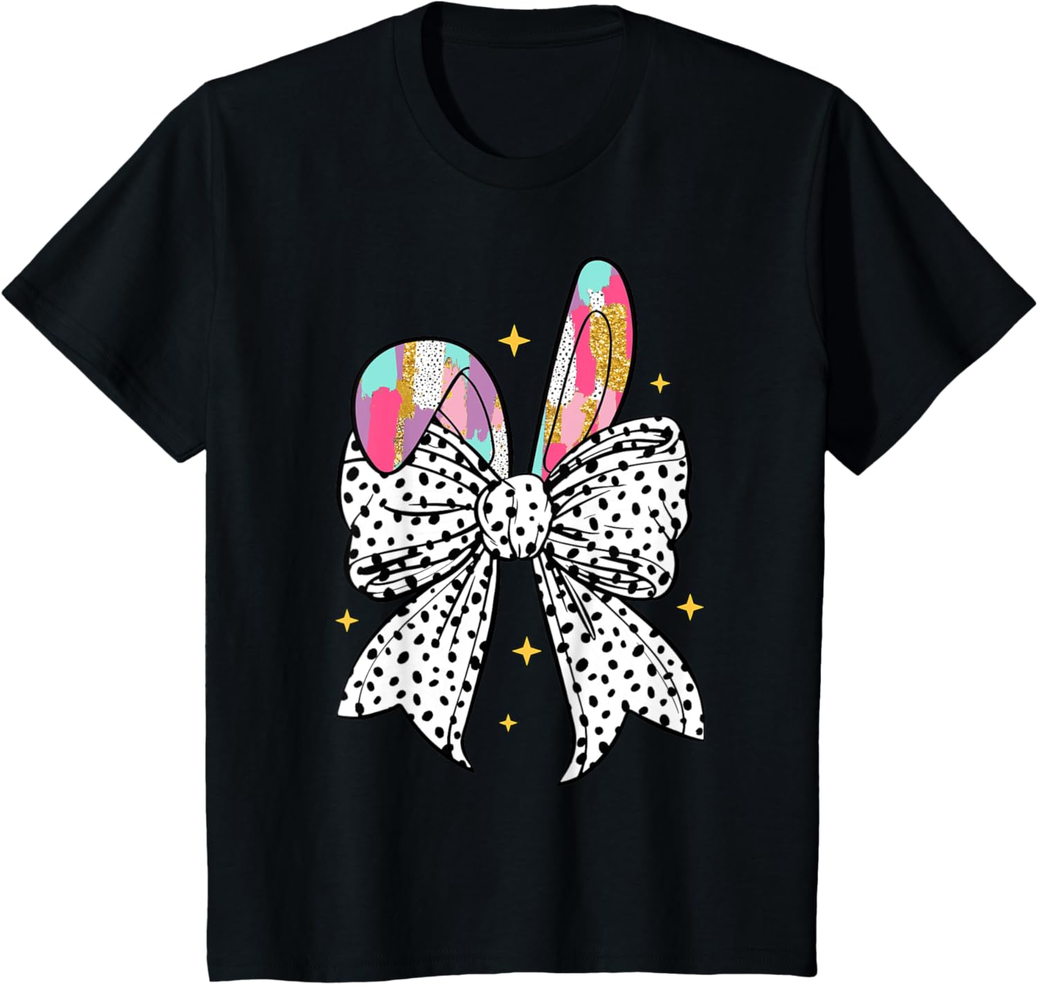 Happy Easter Cute Bunny Coquette Bow Sparkling Easter Girl T-Shirt