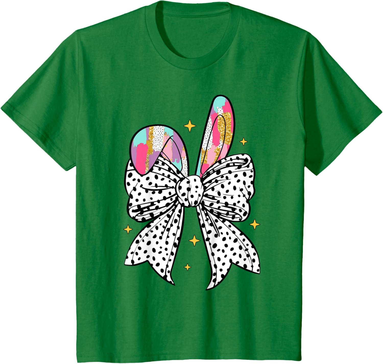 Happy Easter Cute Bunny Coquette Bow Sparkling Easter Girl T-Shirt